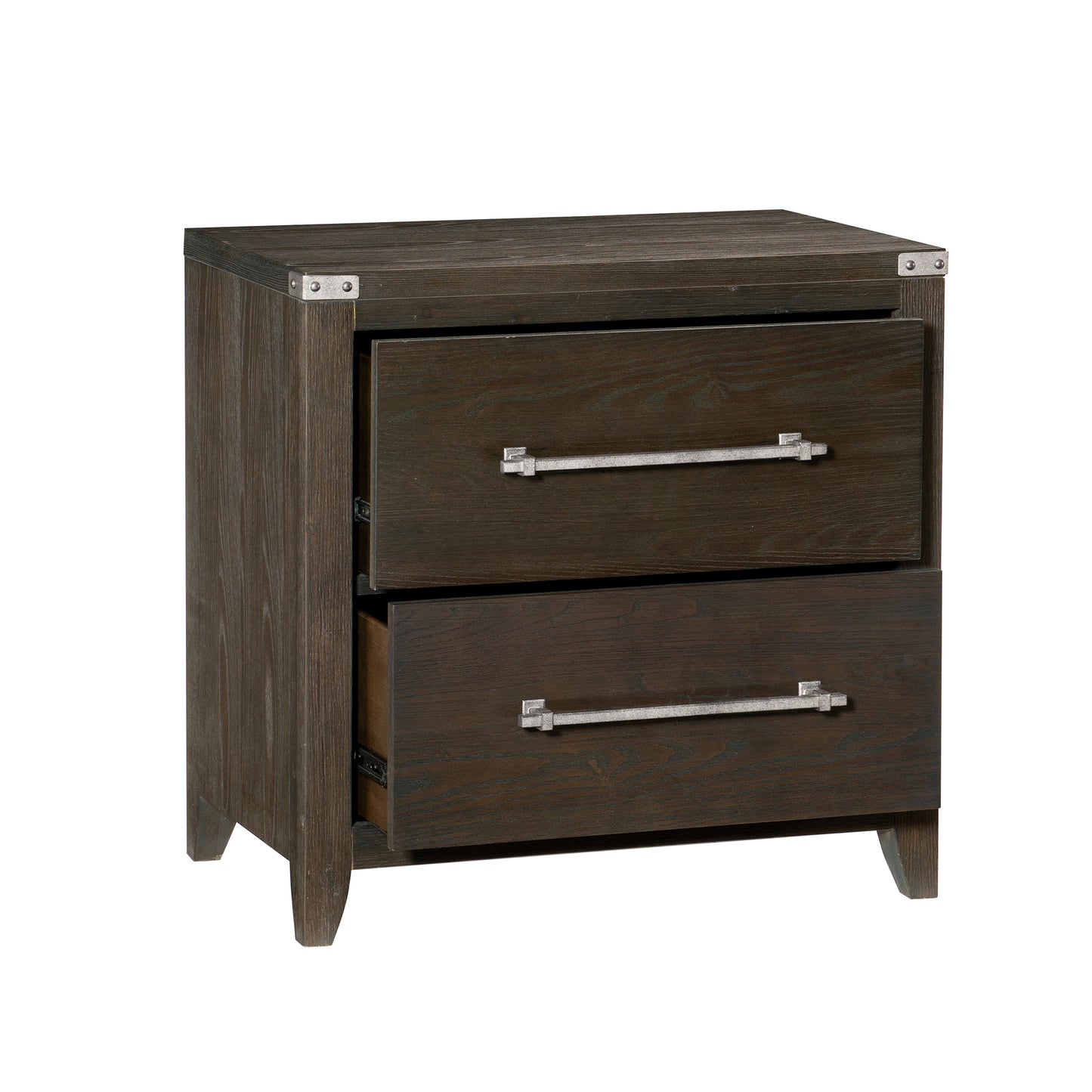 Homelegance Nightstand Bellamy Dark Brown Finish with Silver Pulls 1413-4