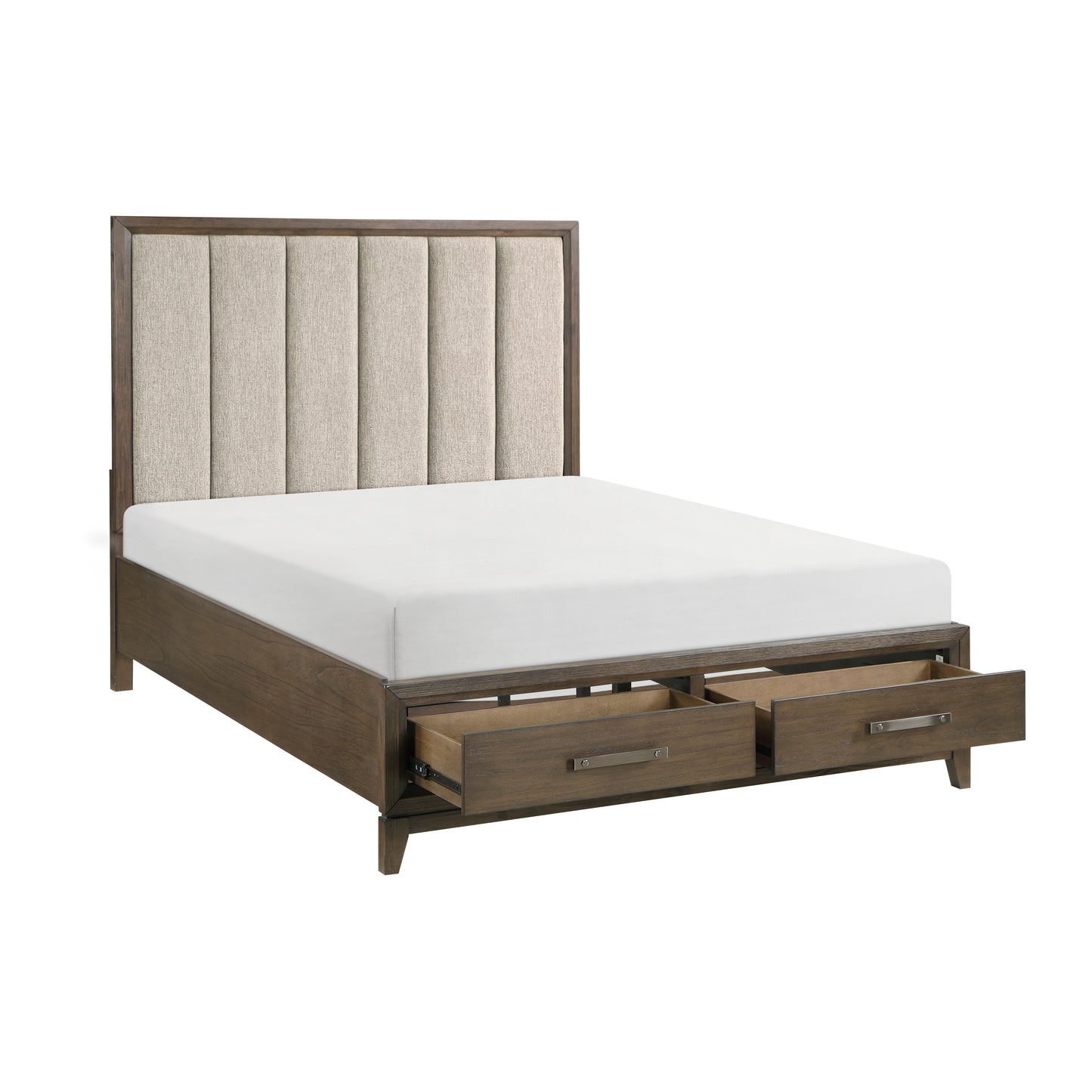 Homelegance Queen Bed in Cambridge Dark Walnut with Storage Drawers 1422N-1