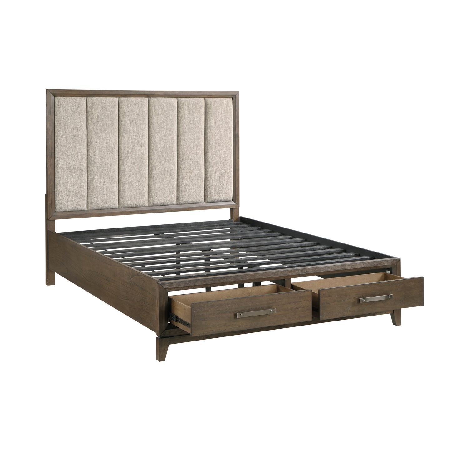 Homelegance Queen Bed in Cambridge Dark Walnut with Storage Drawers 1422N-1