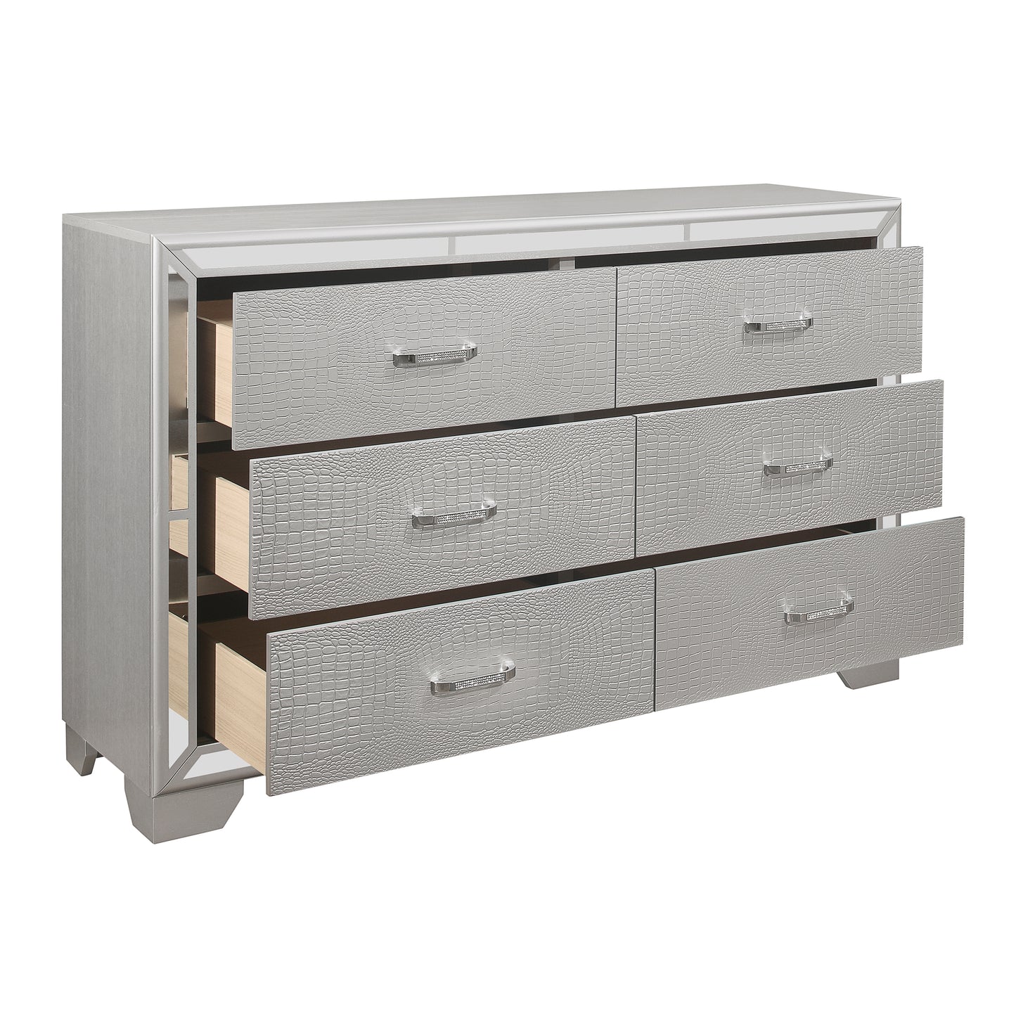 Homelegance Aveline Dresser Silver Finish with Alligator Embossed Veneer 1428SV-5