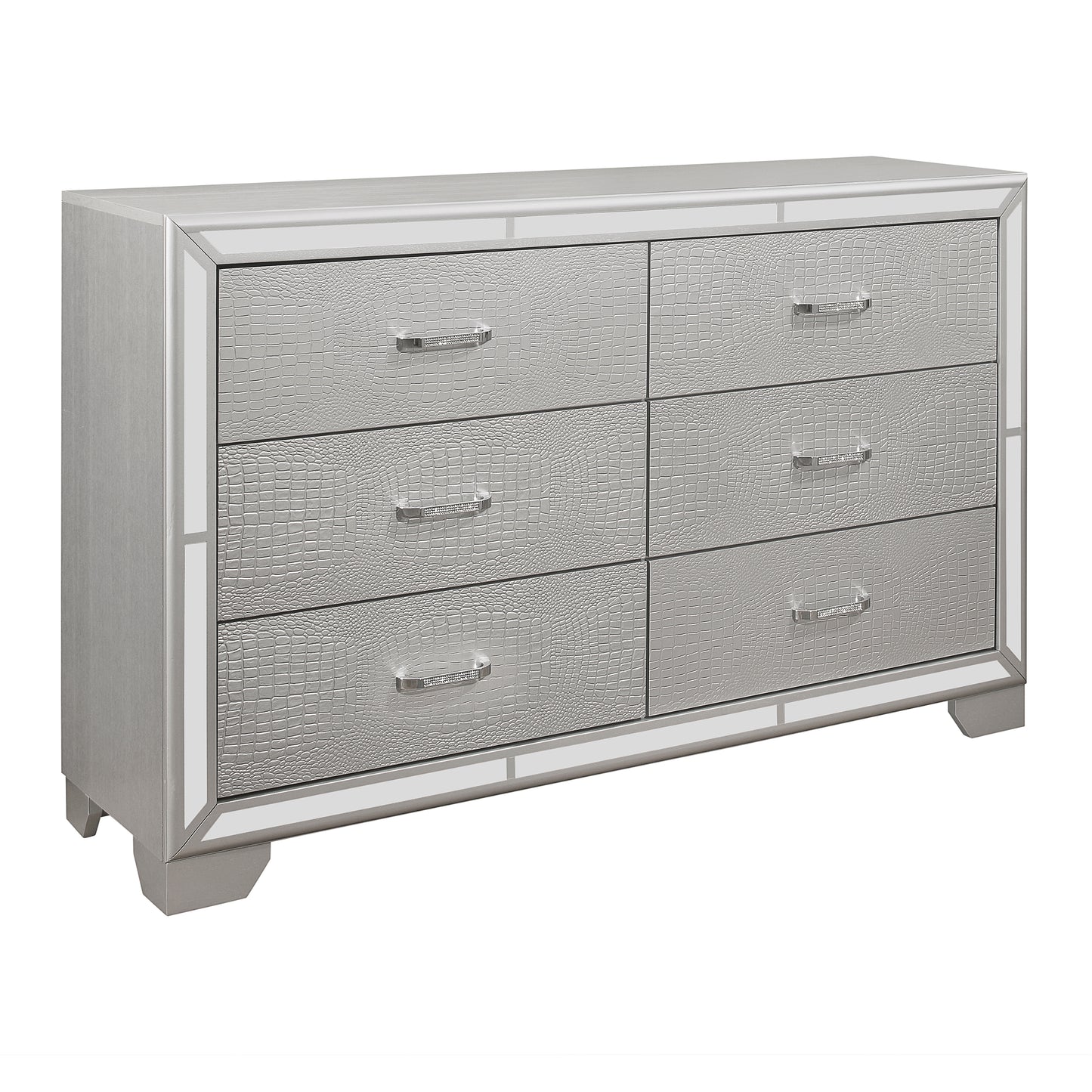 Homelegance Aveline Dresser Silver Finish with Alligator Embossed Veneer 1428SV-5