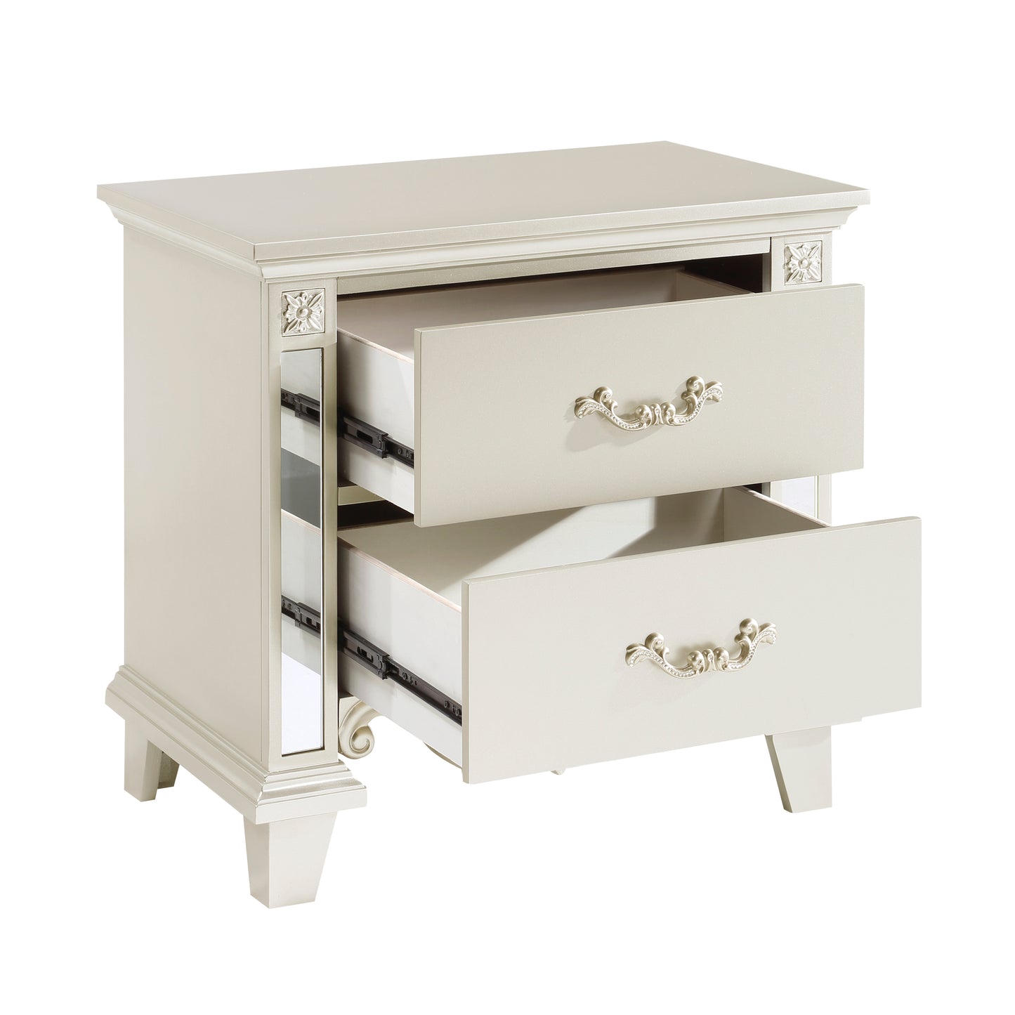 Homelegance Nightstand Ever Champagne Finish Elegant Bedroom Furniture 1429-4