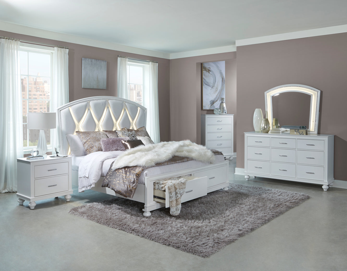 Homelegance Aria Dresser White Finish Elegant Storage Solution 1436W-5