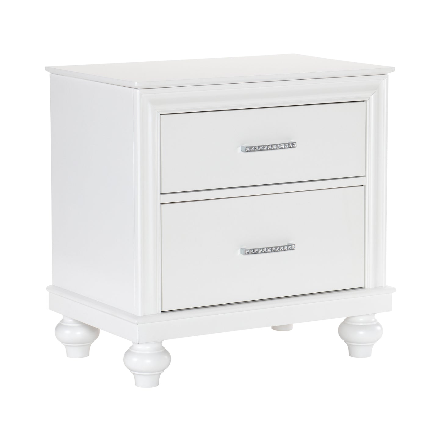Homelegance Nightstand Aria White Finish with Crystal Accents 1436W-4