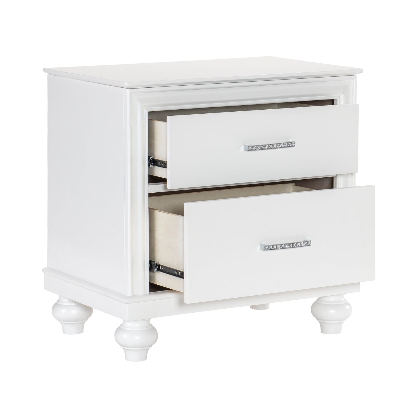 Homelegance Nightstand Aria White Finish with Crystal Accents 1436W-4