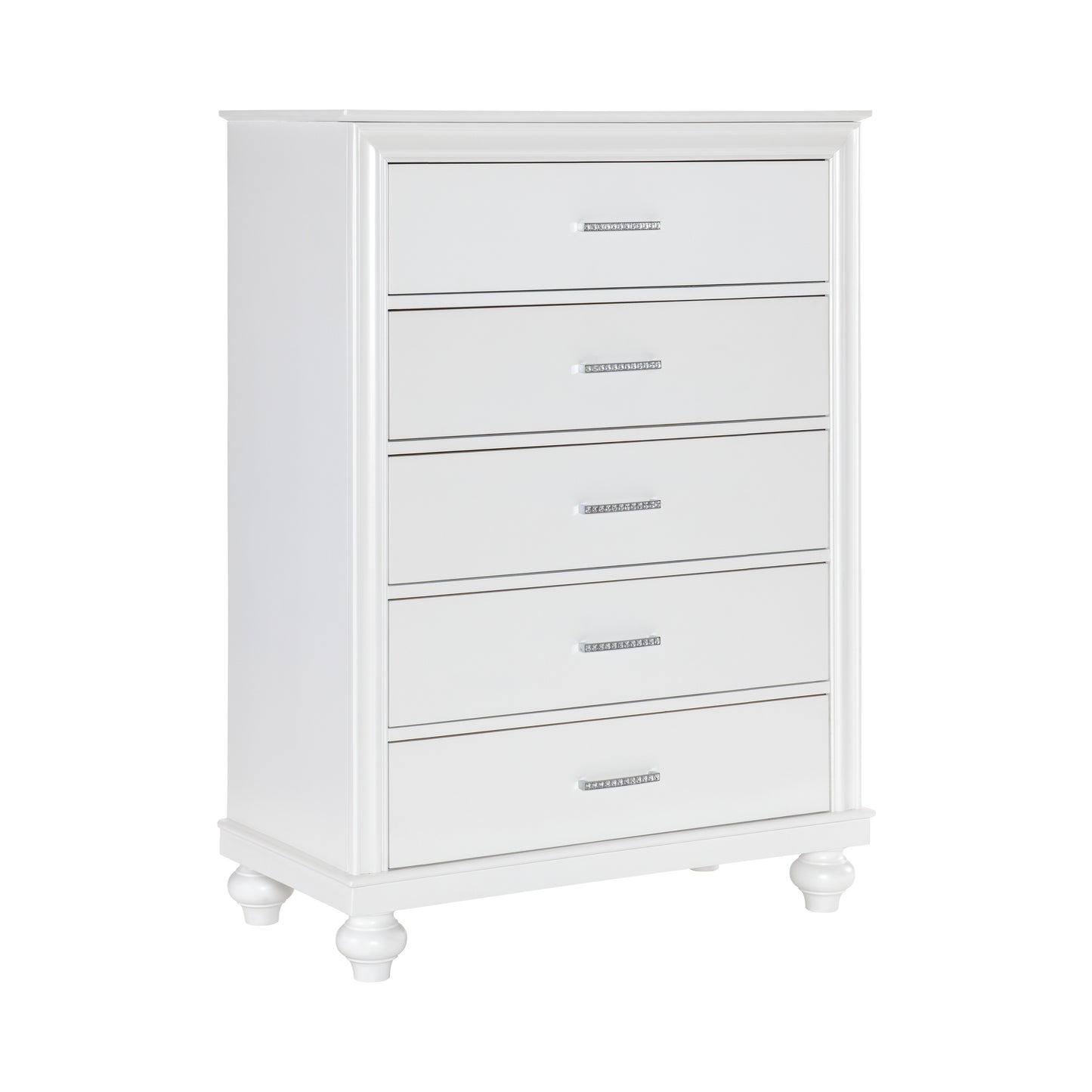Homelegance Aria Chest Bright White Finish with Crystal Accents 1436W-9