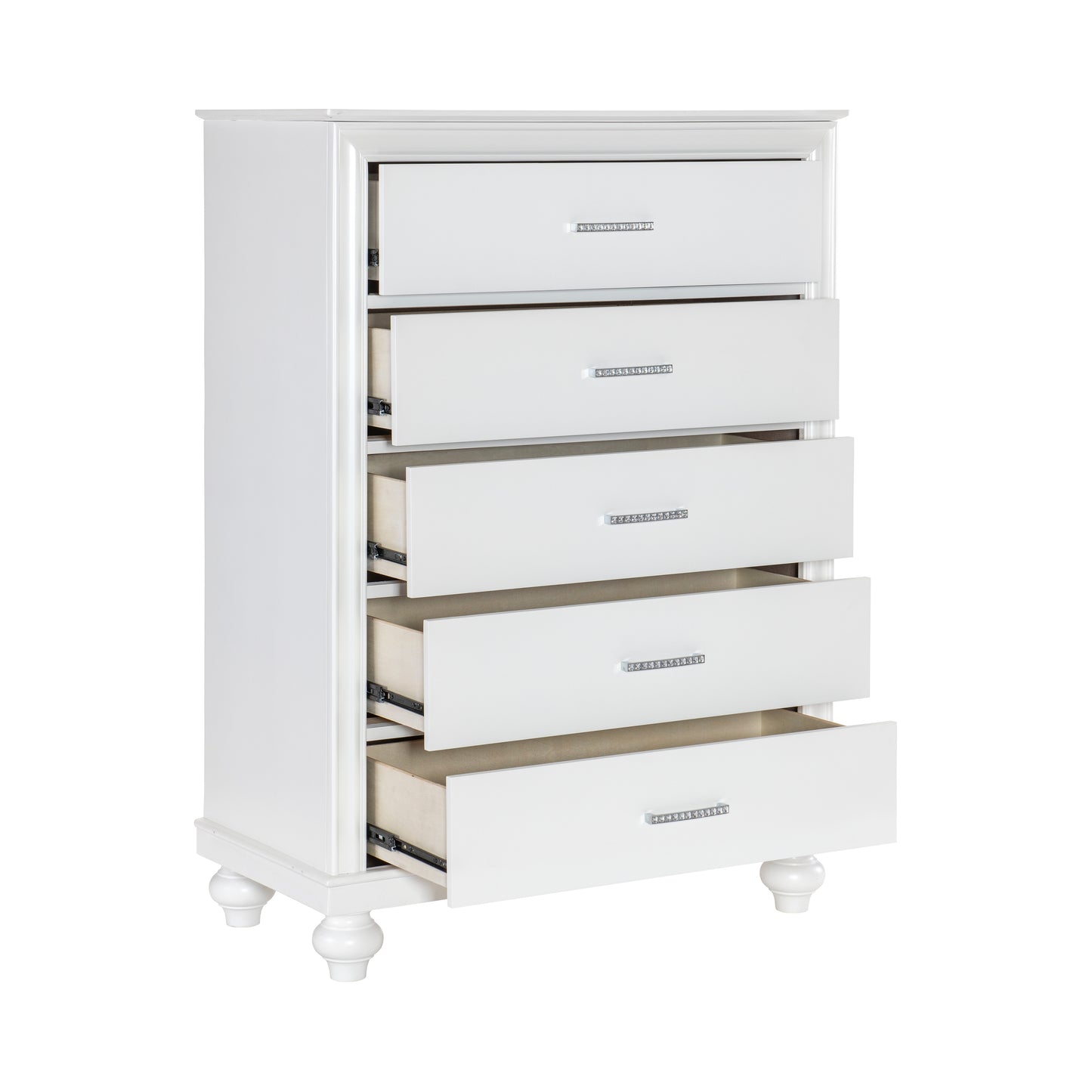 Homelegance Aria Chest Bright White Finish with Crystal Accents 1436W-9