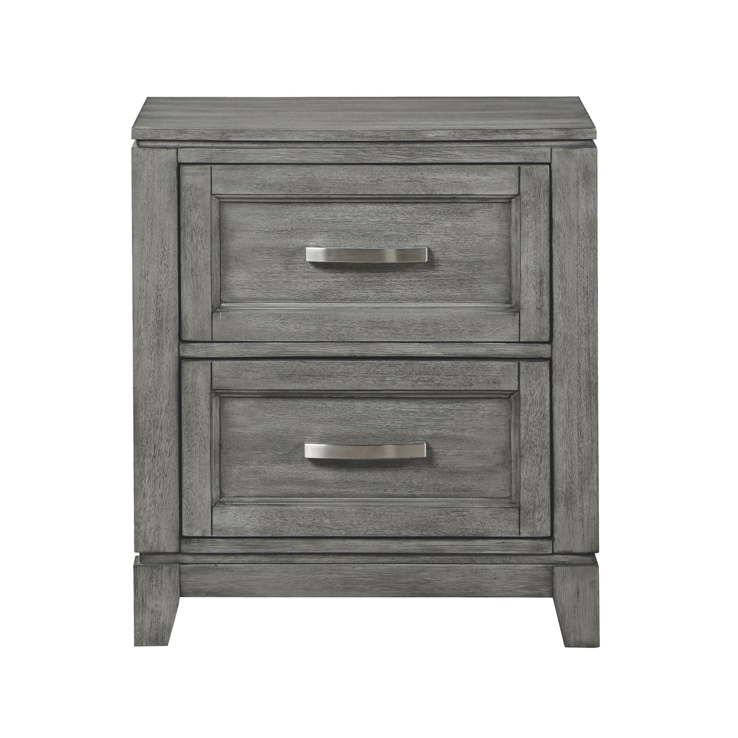 Homelegance Nightstand Garretson Gray Finish with Metal Bar Hardware 1450-4