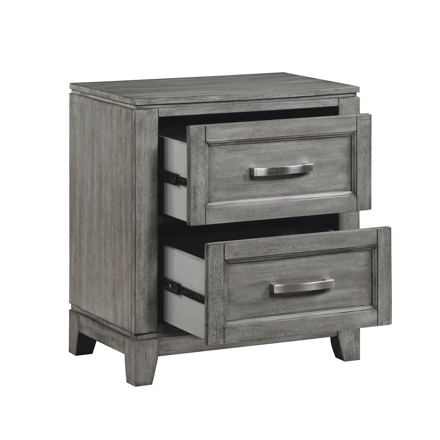 Homelegance Nightstand Garretson Gray Finish with Metal Bar Hardware 1450-4