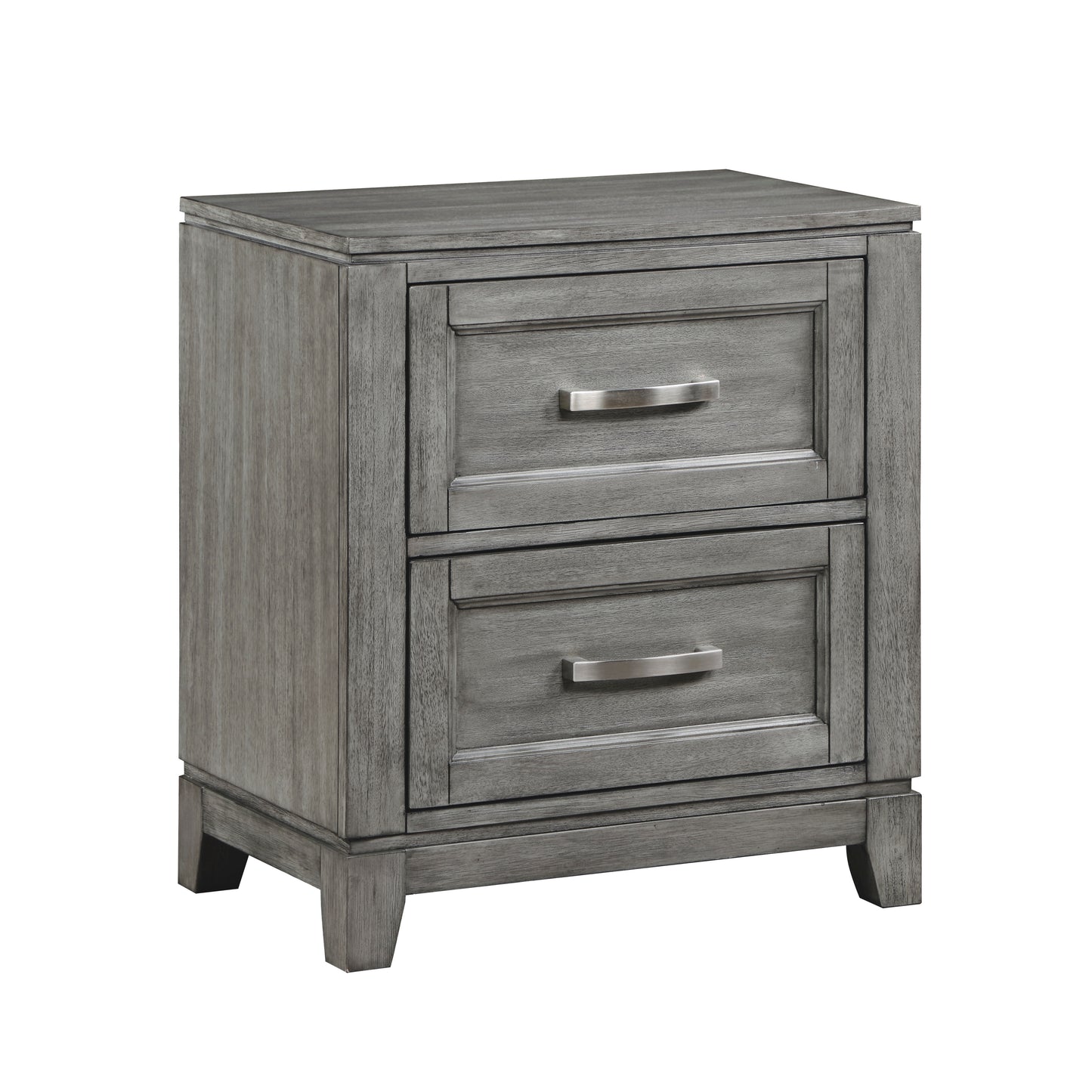 Homelegance Nightstand Garretson Gray Finish with Metal Bar Hardware 1450-4