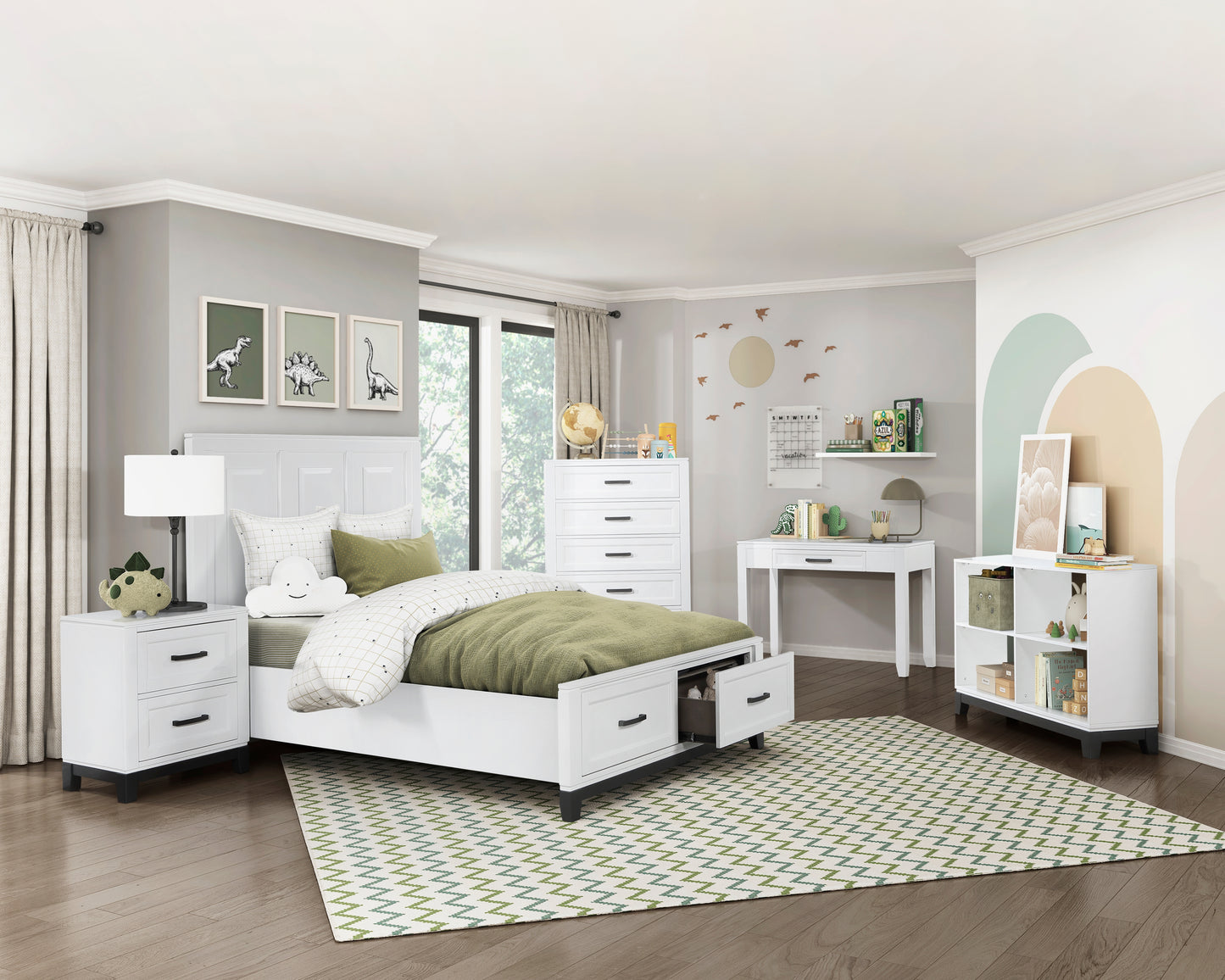 Homelegance Nightstand Garretson White Metallic Gray Finish 1450WH-4