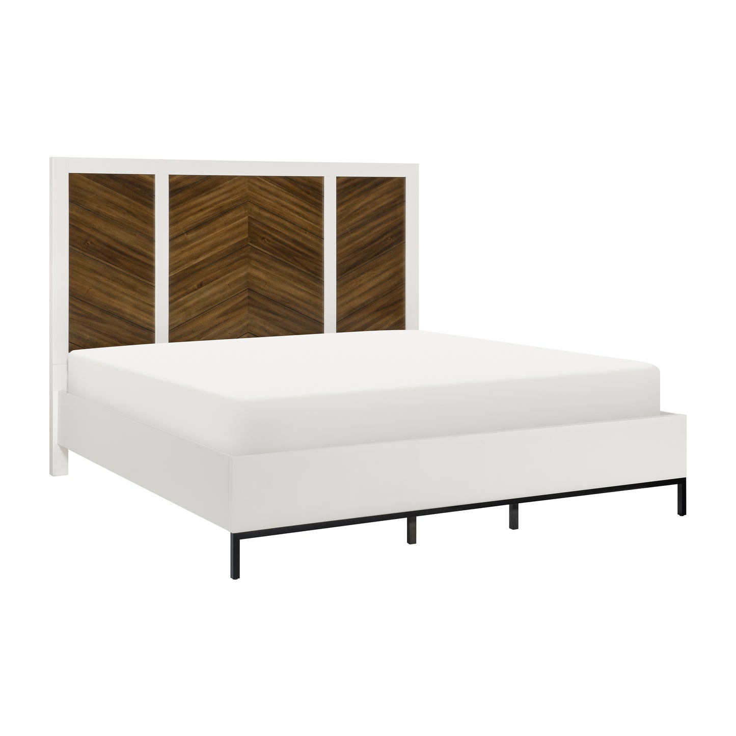 Homelegance Queen Bed Oslo Walnut White Finish with USB Ports 1456-1