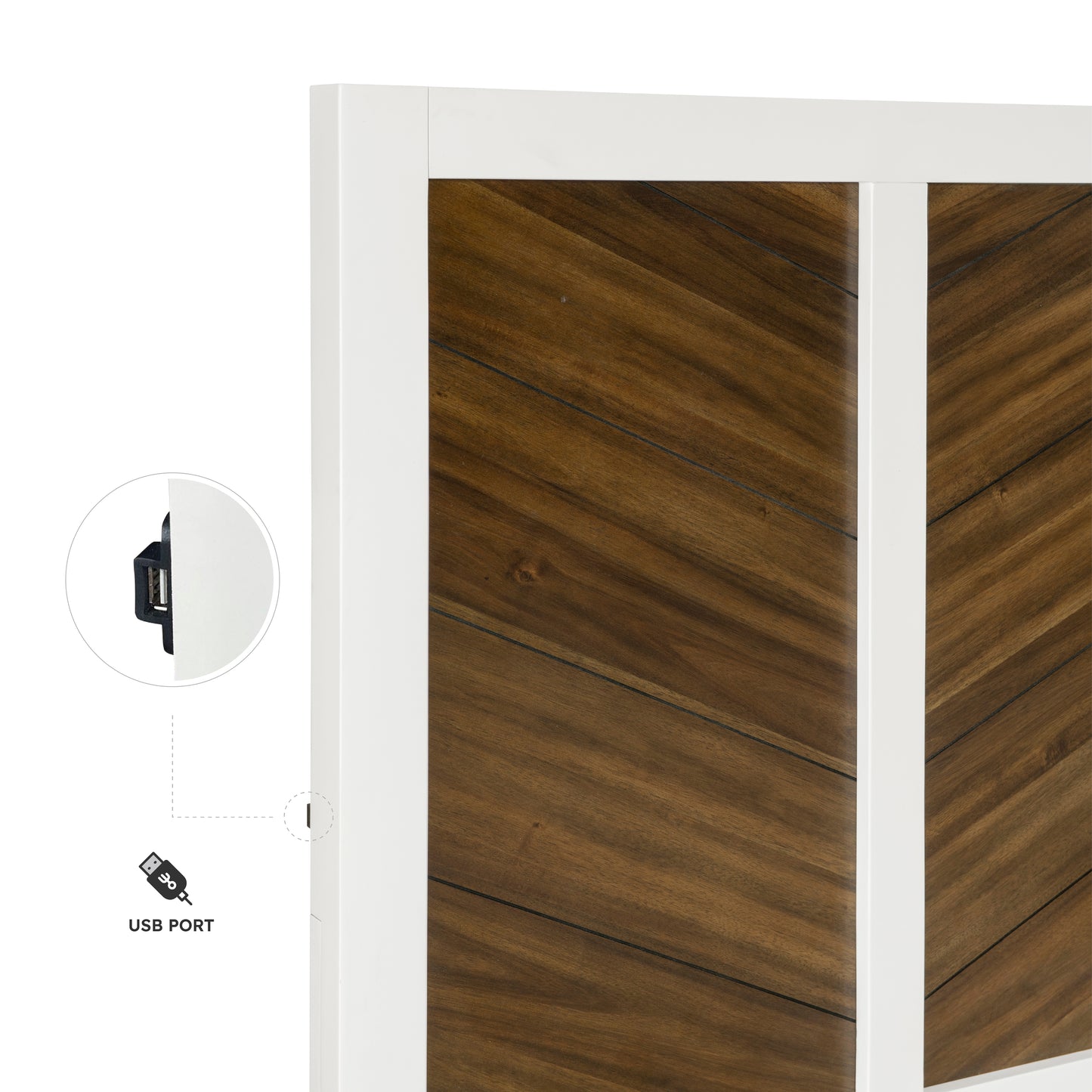 Homelegance Queen Bed Oslo Walnut White Finish with USB Ports 1456-1