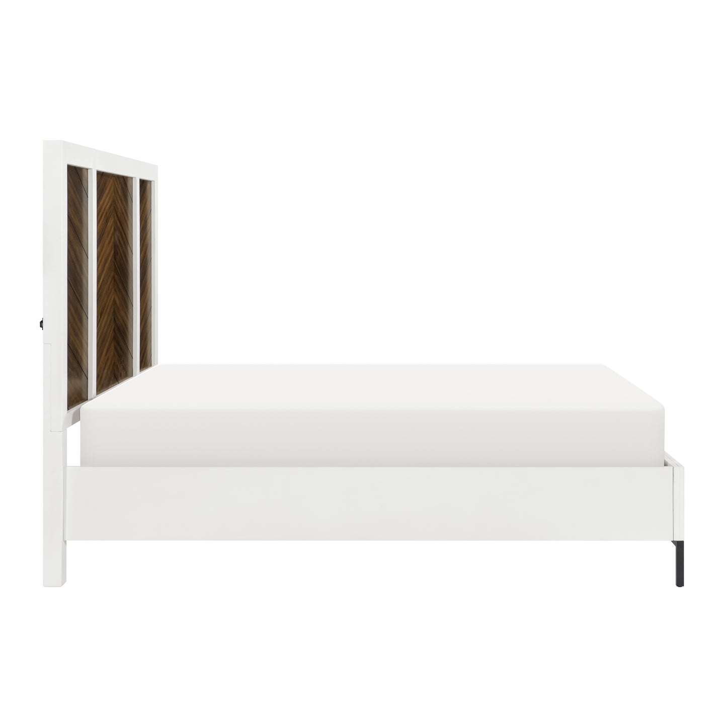 Homelegance Queen Bed Oslo Walnut White Finish with USB Ports 1456-1