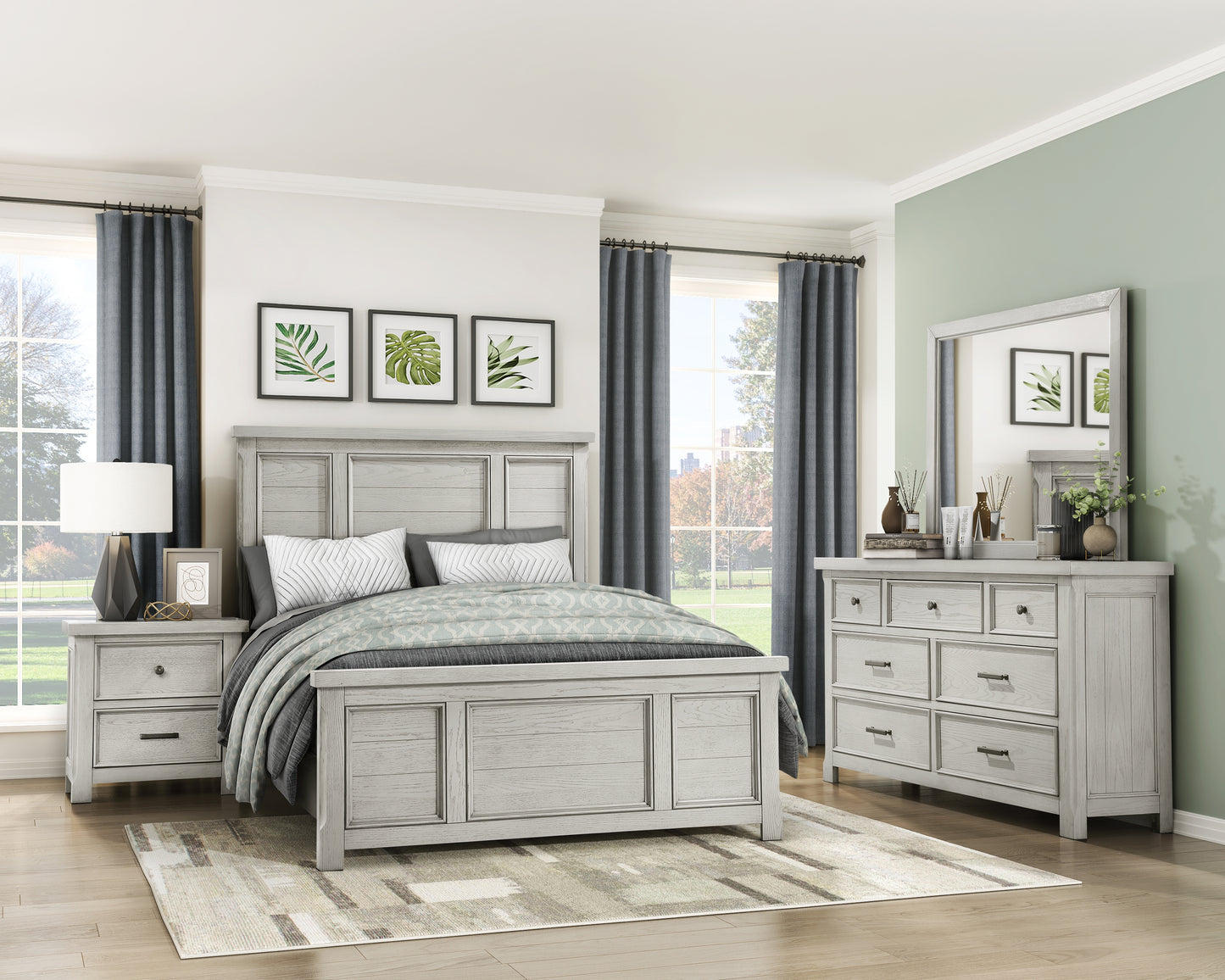 Homelegance Nightstand Providence Light Gray Finish 1458-4
