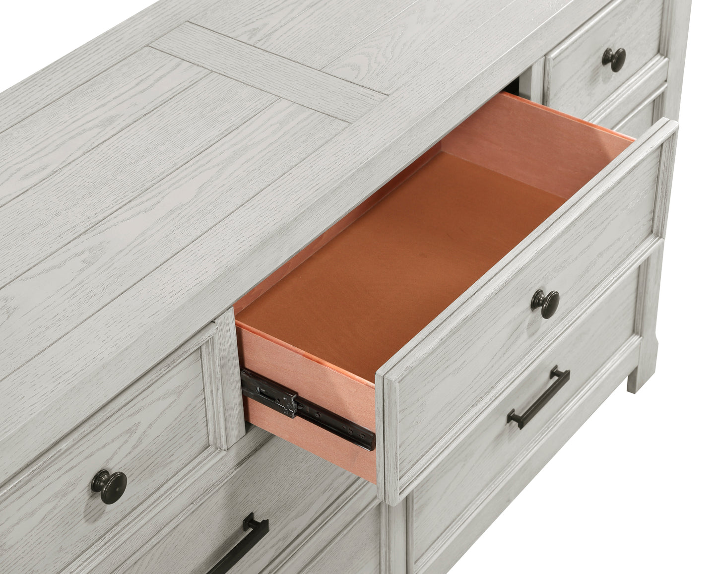 Homelegance Dresser Light Gray Providence Oak Veneer with Antique Black Knobs 1458-5