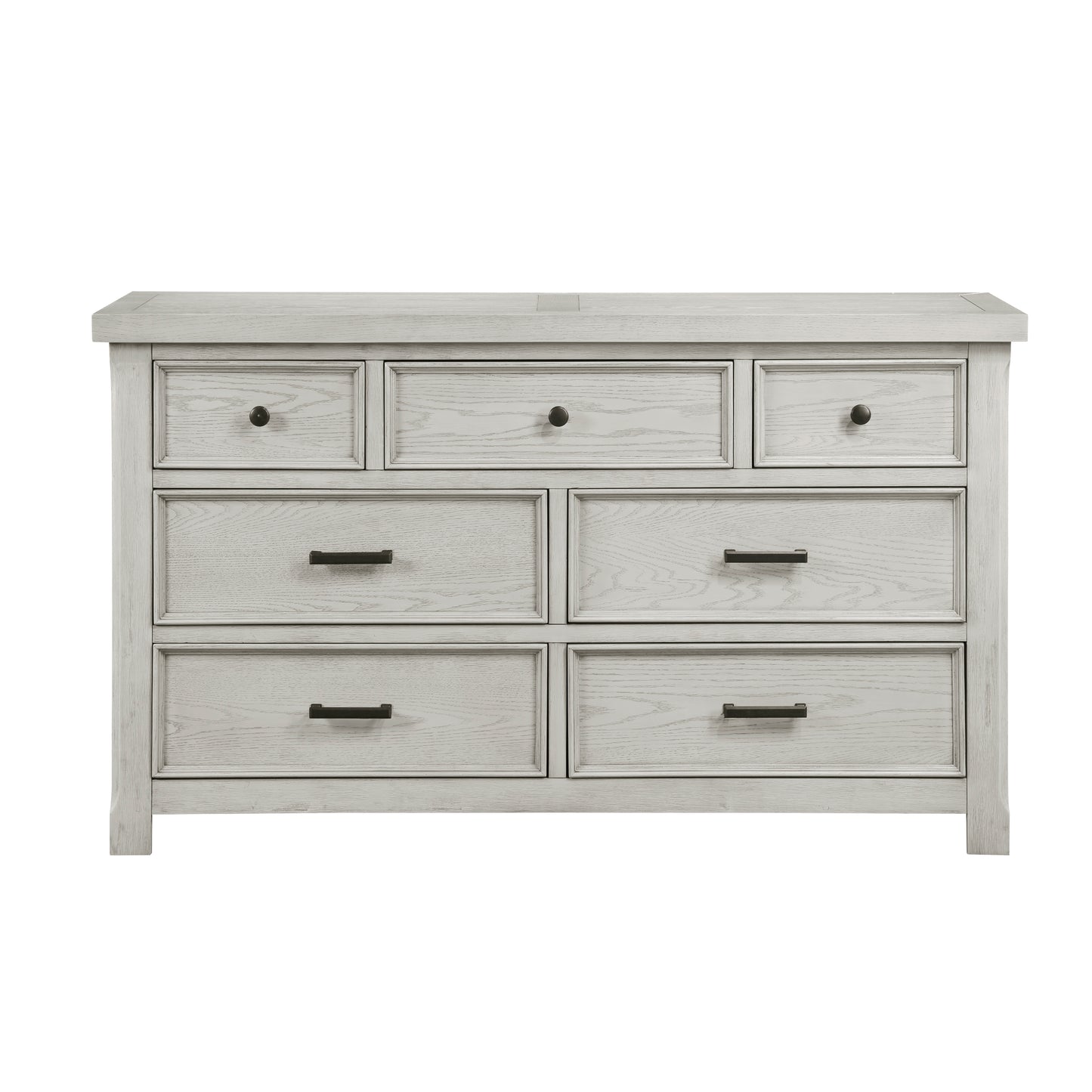Homelegance Dresser Light Gray Providence Oak Veneer with Antique Black Knobs 1458-5