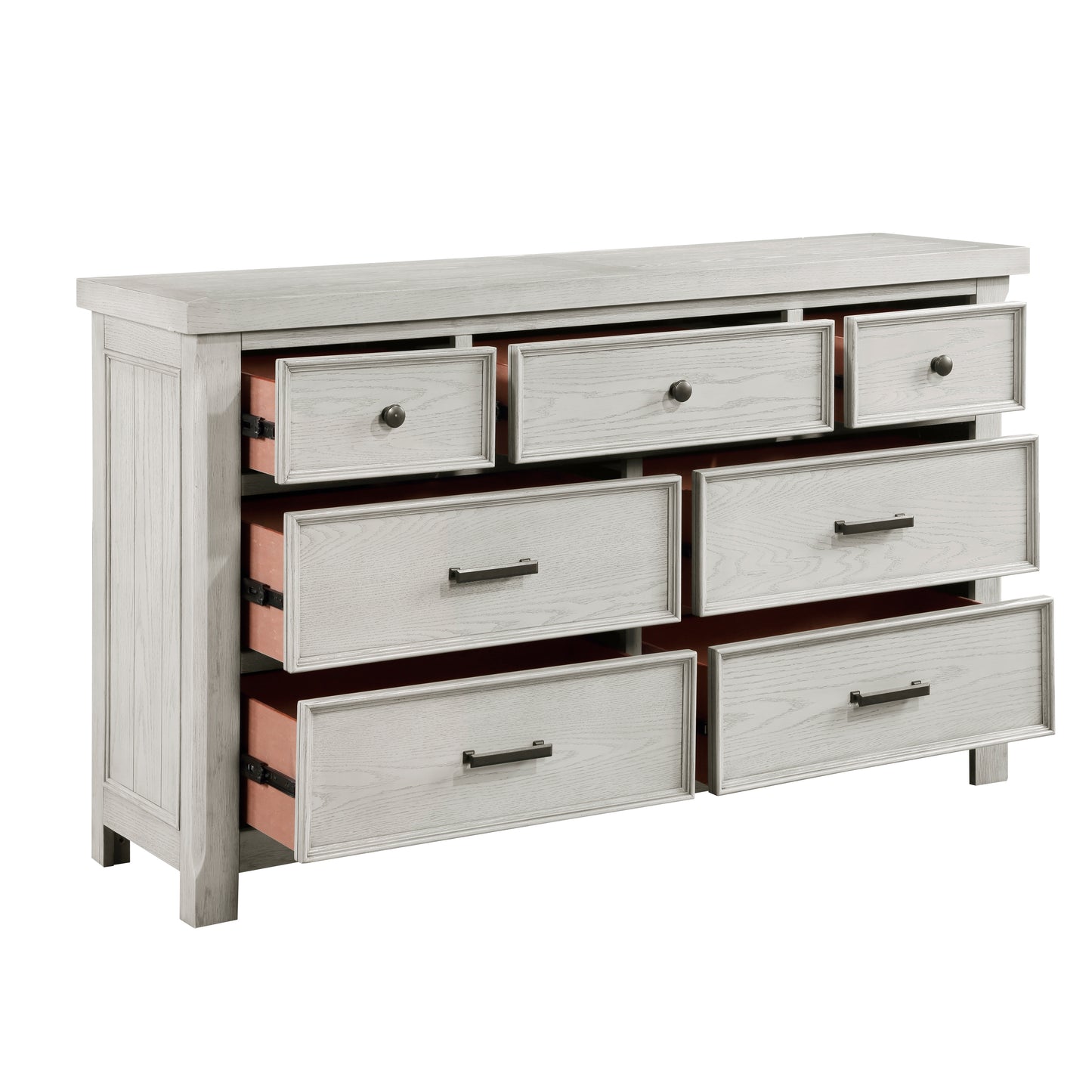 Homelegance Dresser Light Gray Providence Oak Veneer with Antique Black Knobs 1458-5