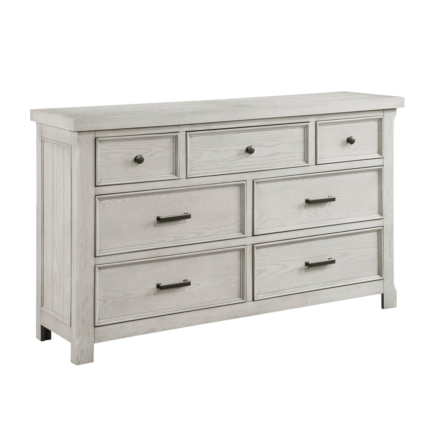 Homelegance Dresser Light Gray Providence Oak Veneer with Antique Black Knobs 1458-5