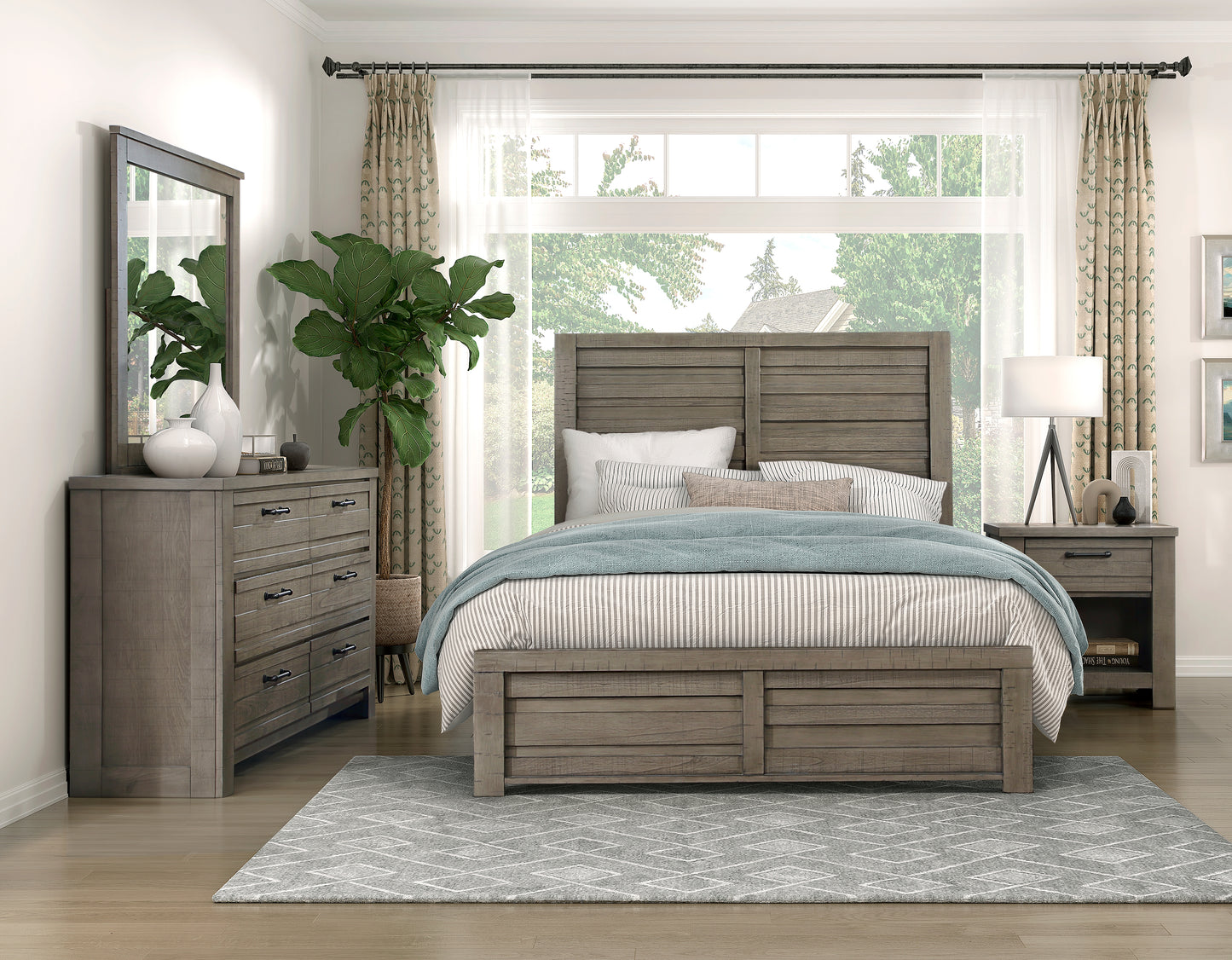 Homelegance Nightstand Longview Gray Finish with Drawer and Cubby 1498GY-4