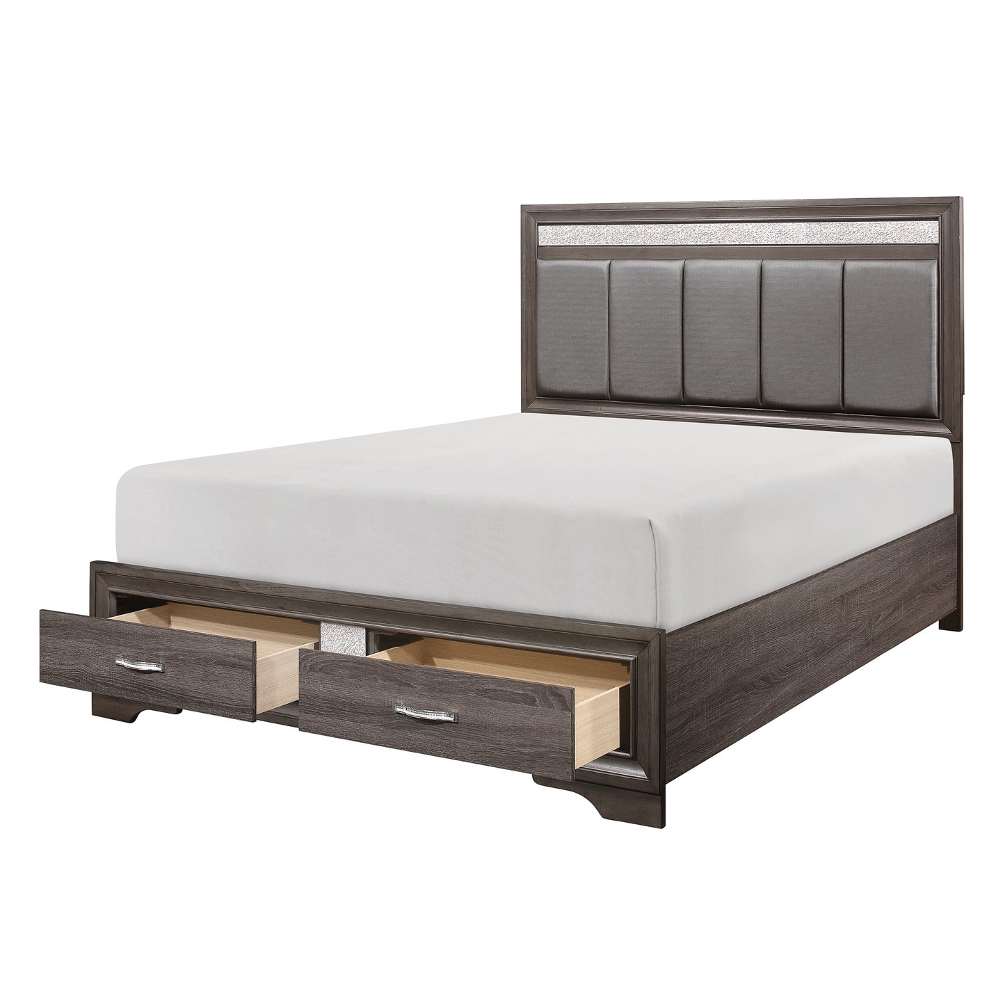 Homelegance Queen Bed Luster Gray Finish with Storage Drawers 1505-1