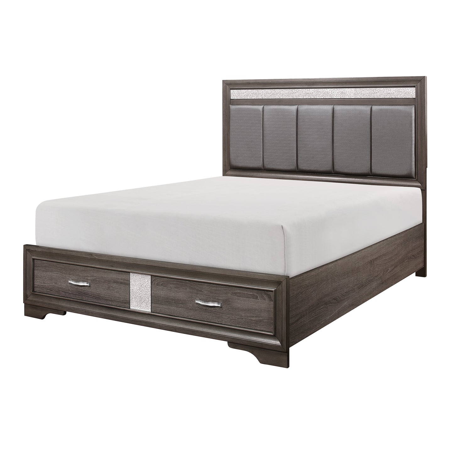 Homelegance Queen Bed Luster Gray Finish with Storage Drawers 1505-1