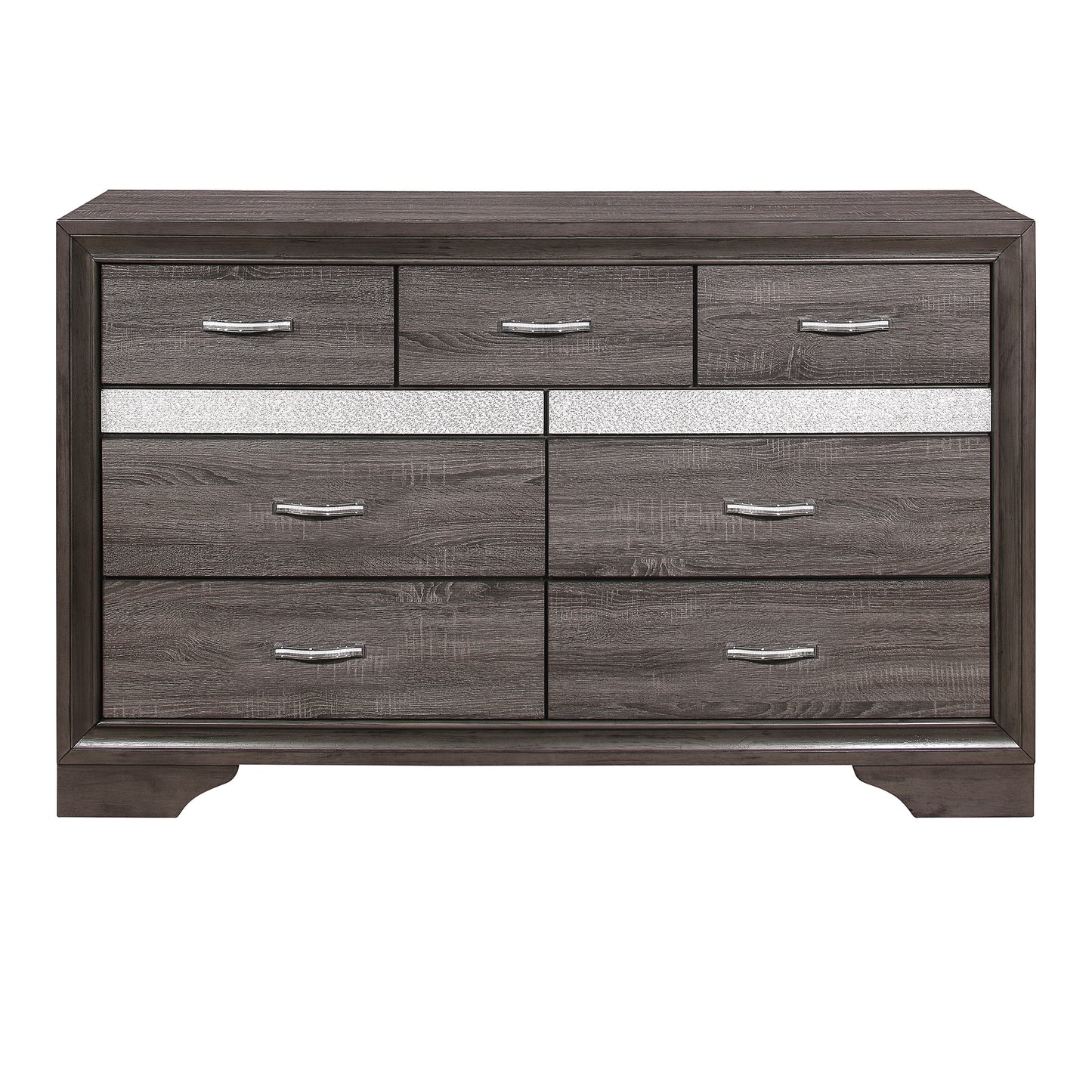 Homelegance Dresser in Luster Gray with Glitter Accents and Chrome Pulls 1505-5