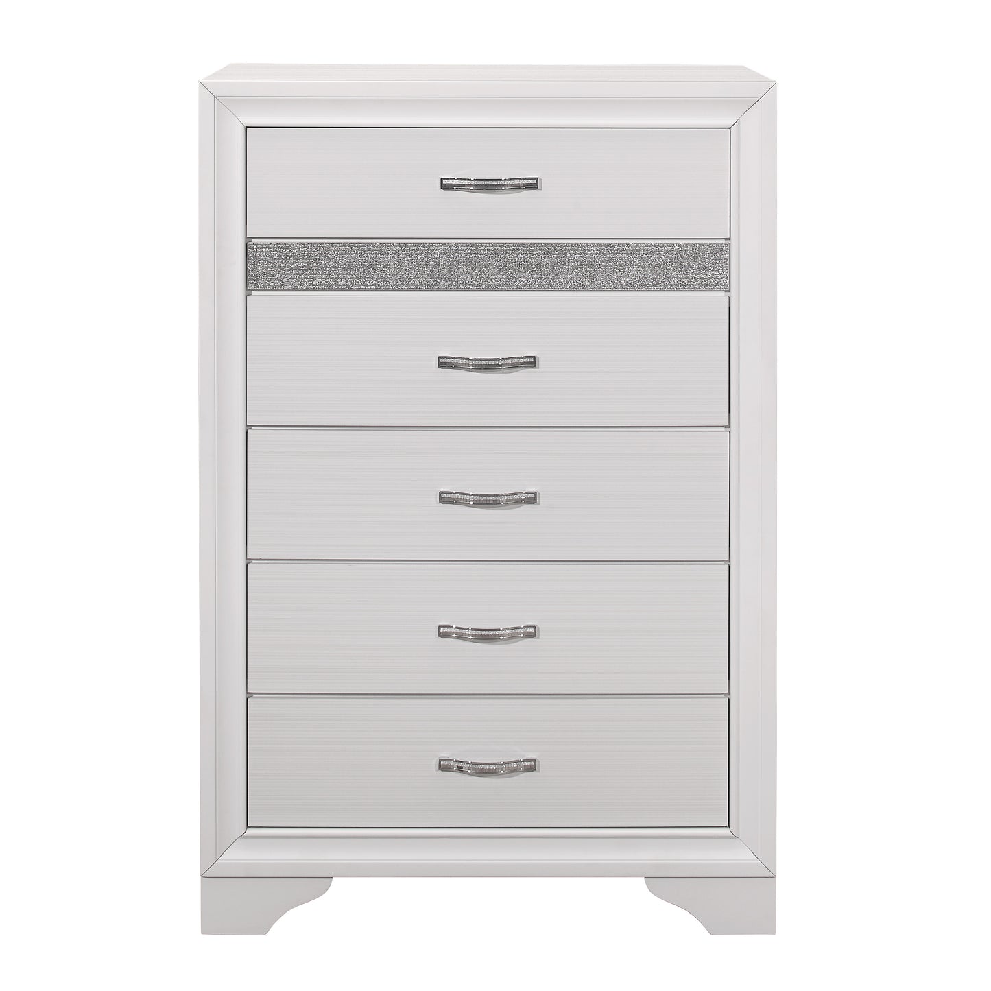 Homelegance Chest Luster White Silver Glitter Finish Elegant Storage Solution 1505W-9