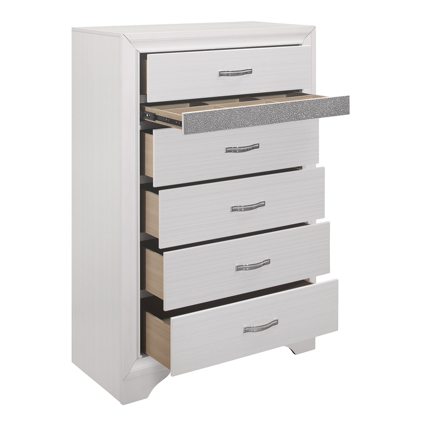 Homelegance Chest Luster White Silver Glitter Finish Elegant Storage Solution 1505W-9