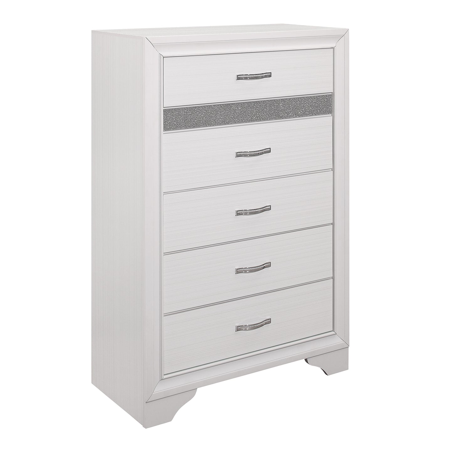 Homelegance Chest Luster White Silver Glitter Finish Elegant Storage Solution 1505W-9