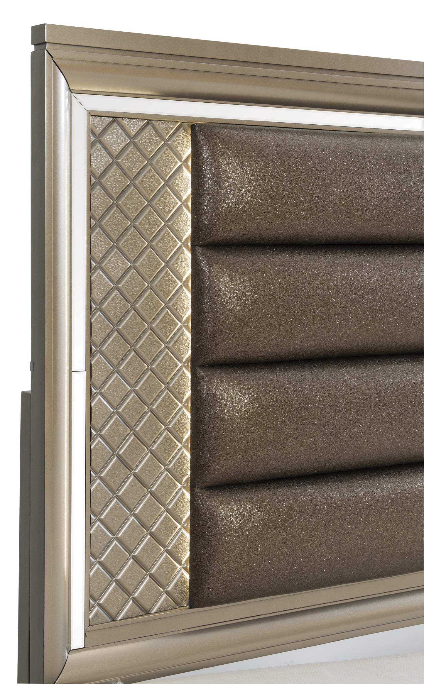Homelegance Queen Bed Loudon Champagne Metallic Finish with Storage 1515-1