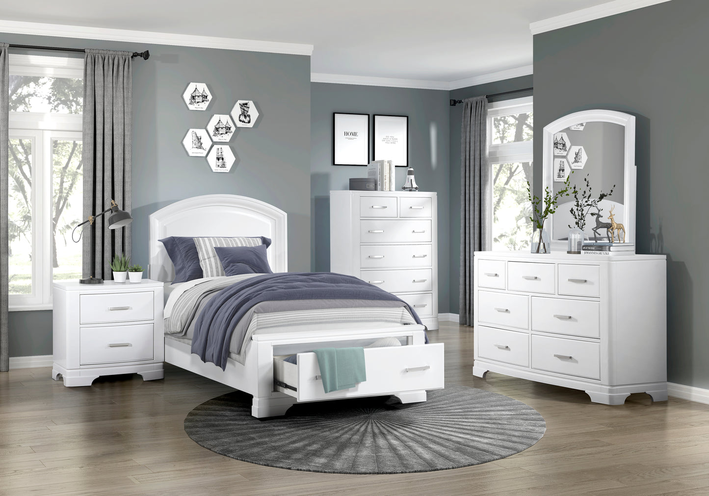Homelegance Nightstand Hudson White Finish with Chrome Accents 1520WH-4