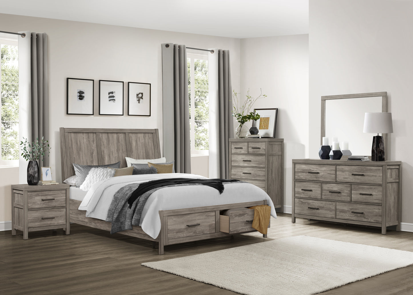 Homelegance Bainbridge Dresser Weathered Gray Finish with Black Hardware 1526-5
