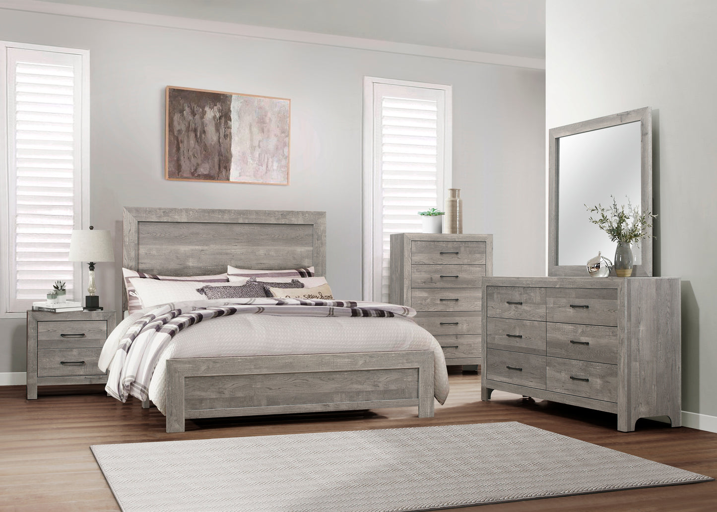 Homelegance Chest Corbin Gray Finish with 5 Drawers and Black Nickel Pulls 1534GY-9