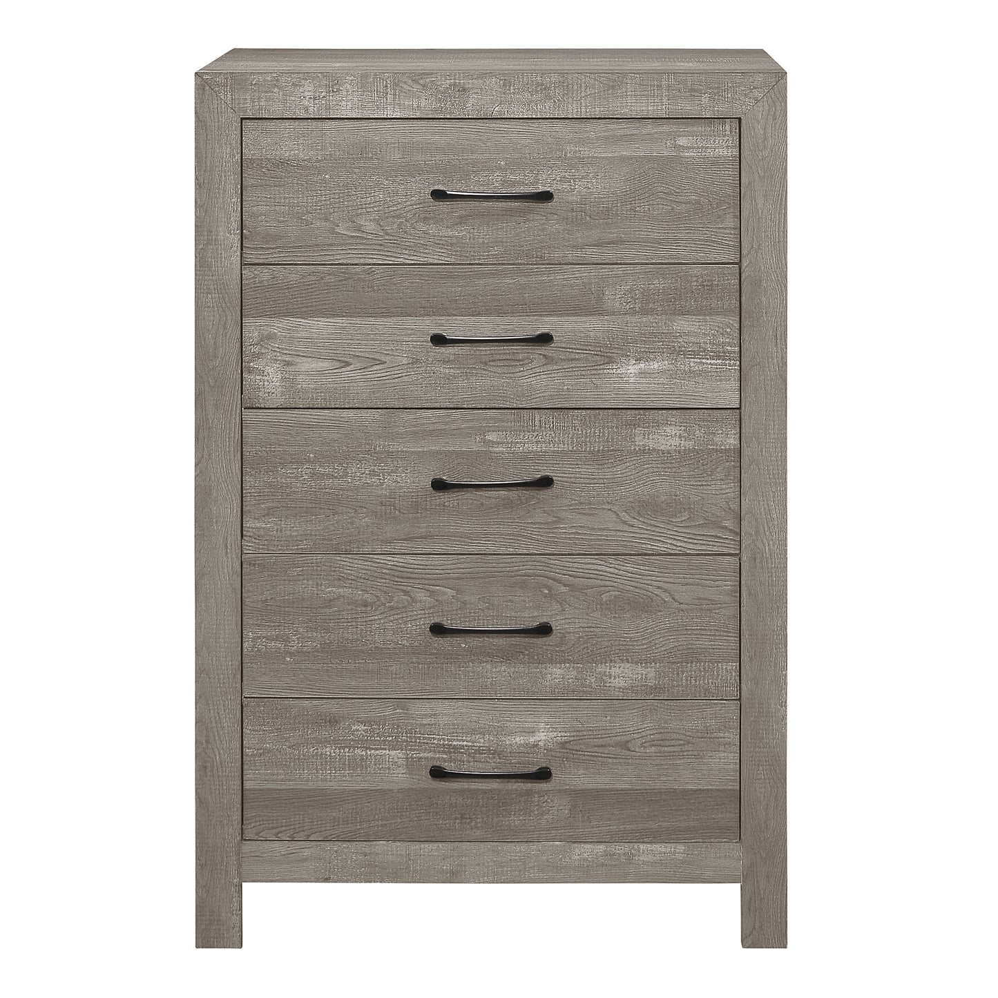 Homelegance Chest Corbin Gray Finish with 5 Drawers and Black Nickel Pulls 1534GY-9