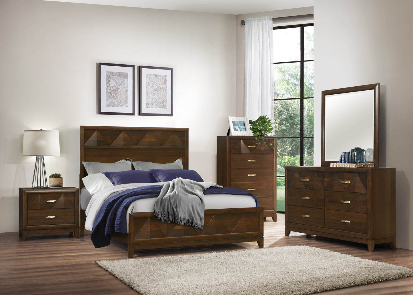 Homelegance Dresser Walnut Aziel Sophisticated Modern Design 1535-5
