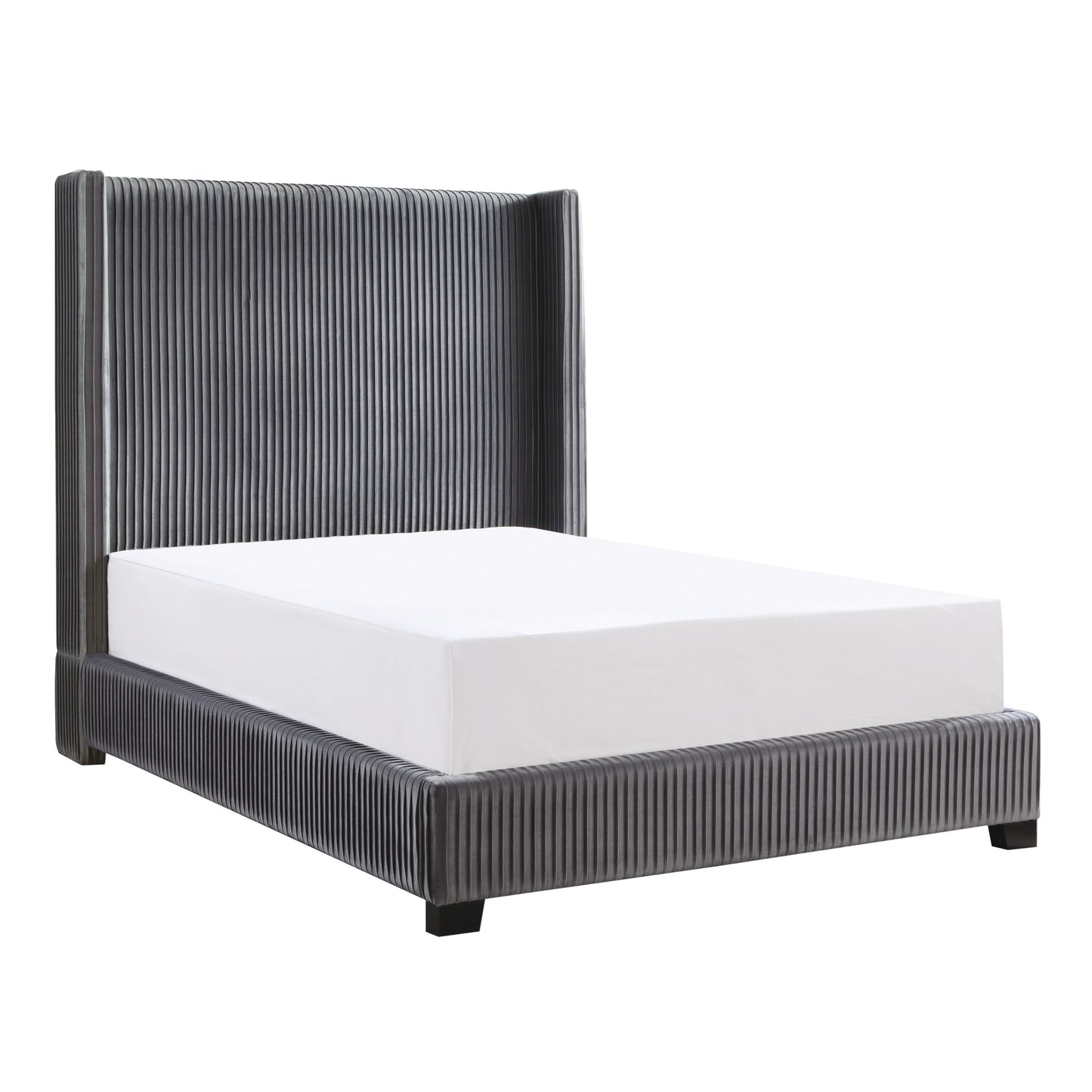 Homelegance Queen Bed Glenbury Dark Gray Velvet Upholstery 1547-1