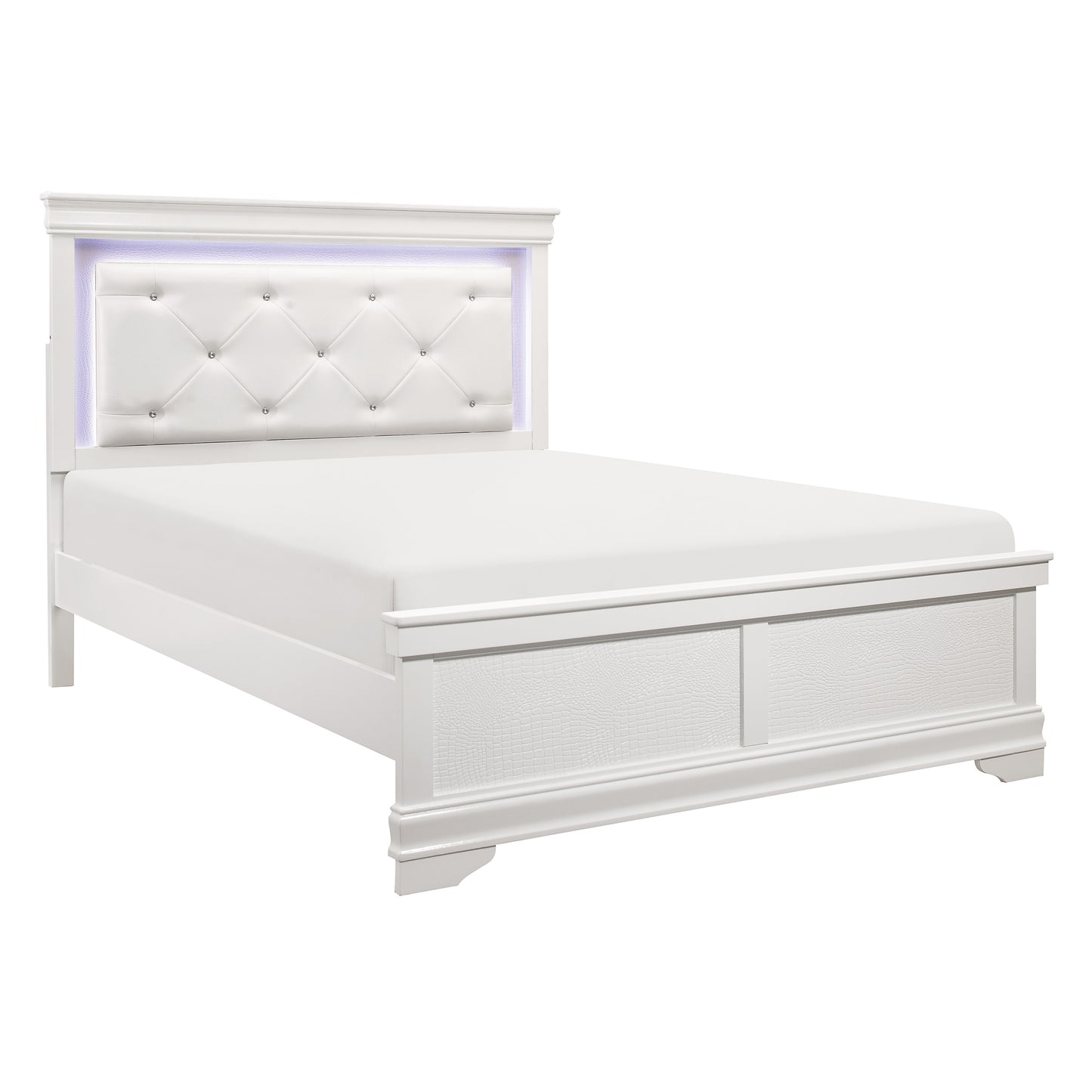 Homelegance Queen Bed Lana White Finish with LED Backlighting 1556W-1