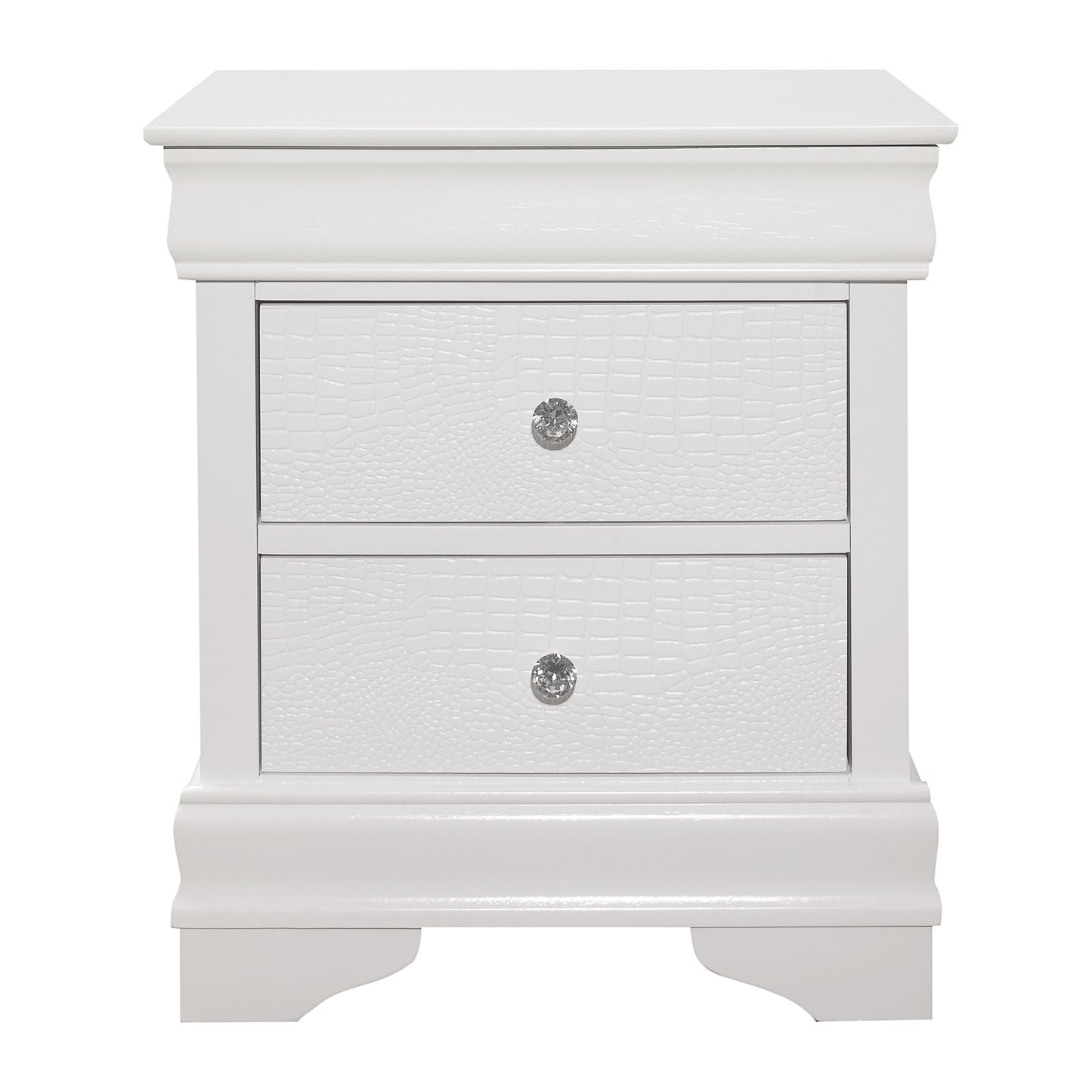 Homelegance Nightstand Lana White Finish with Crystal Knobs 1556W-4