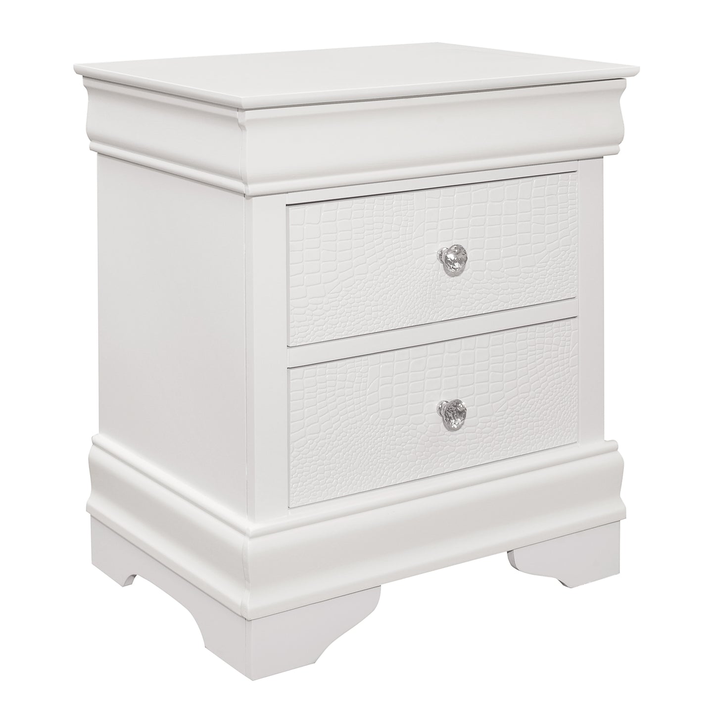 Homelegance Nightstand Lana White Finish with Crystal Knobs 1556W-4