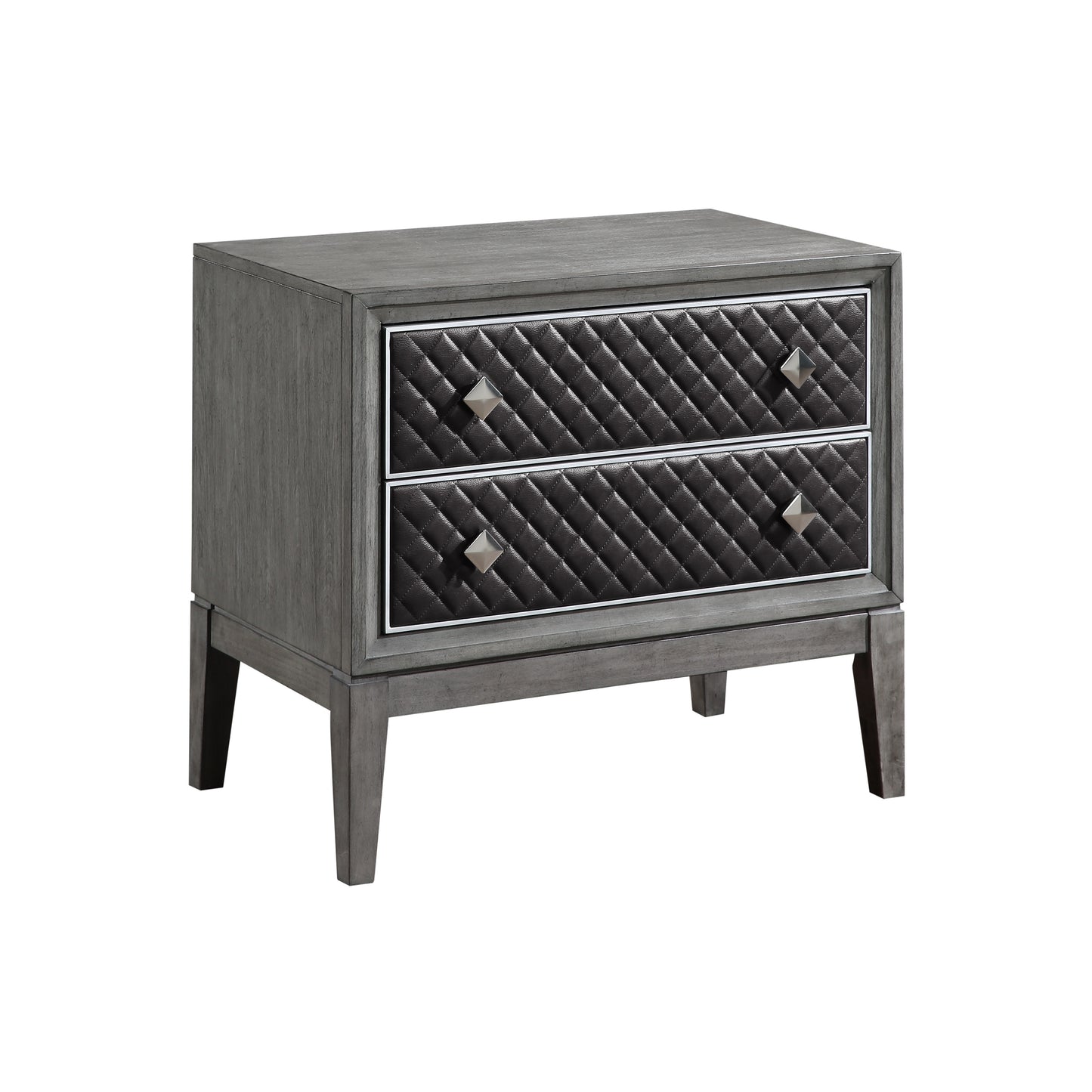 Homelegance Nightstand West End Gray Finish with Diamond Patterned Drawers 1566GY-4