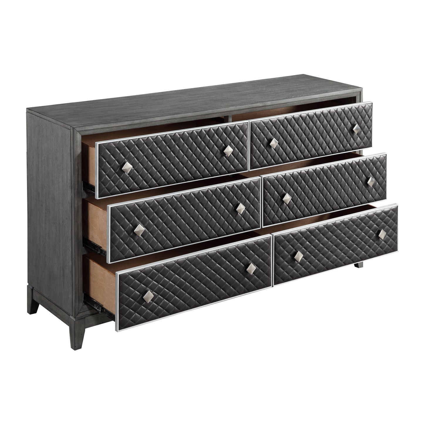 Homelegance Dresser West End Gray Finish with Diamond Patterned Fronts 1566GY-5