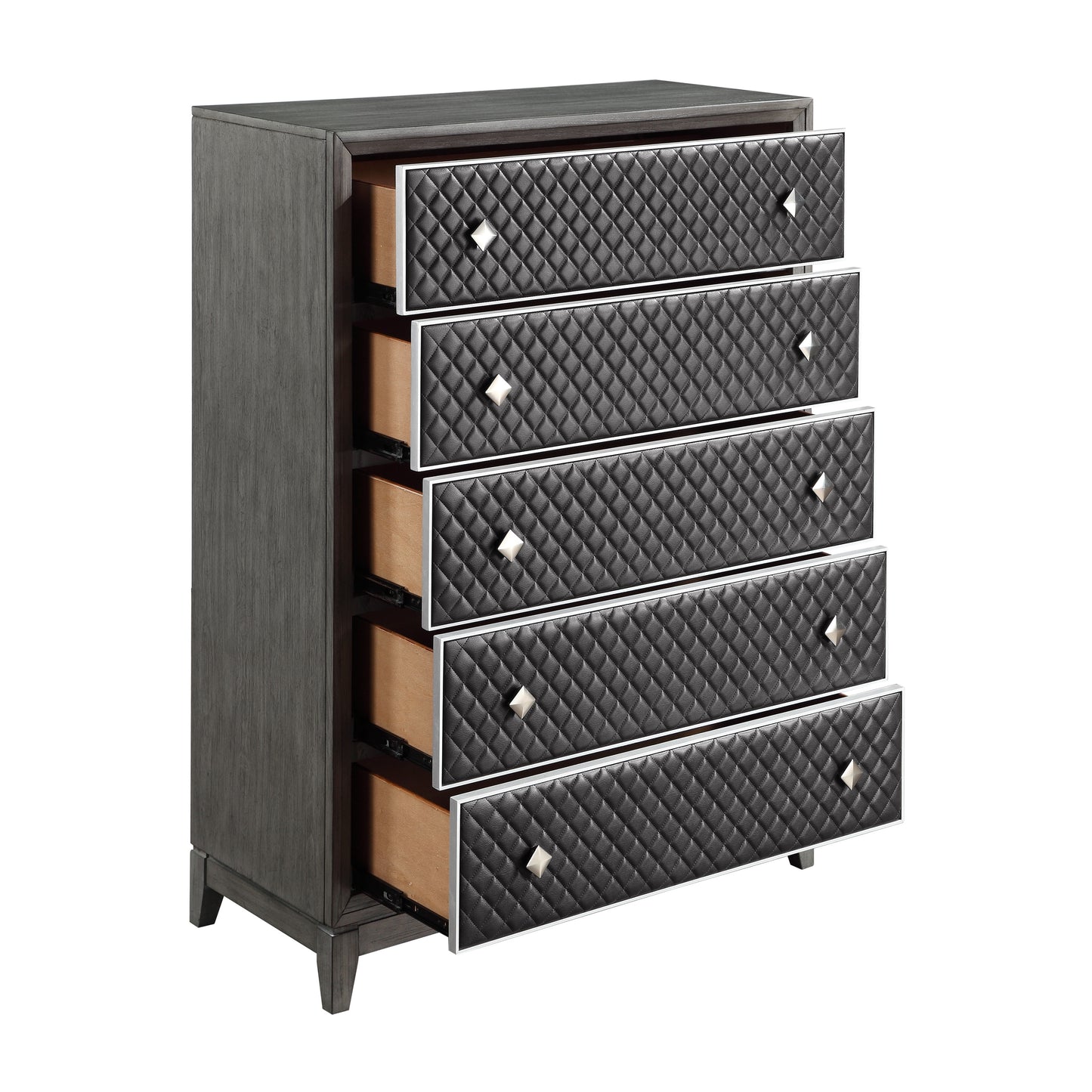 Homelegance Chest West End Gray Finish with Diamond Patterned Drawers 1566GY-9