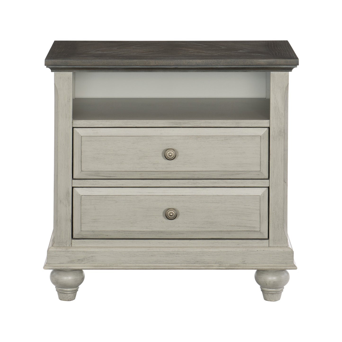 Homelegance Mossbrook Nightstand Light Gray and Dark Brown Finish 1568-4