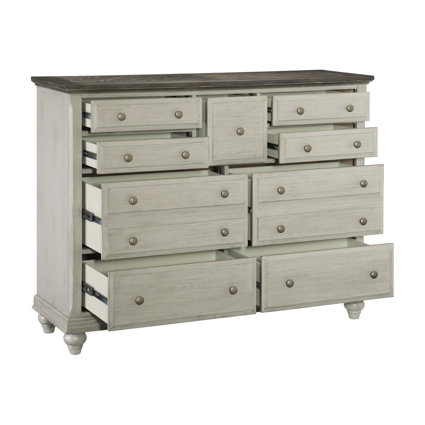 Homelegance Dresser Mossbrook Light Gray Finish with Dark Brown Top 1568-5