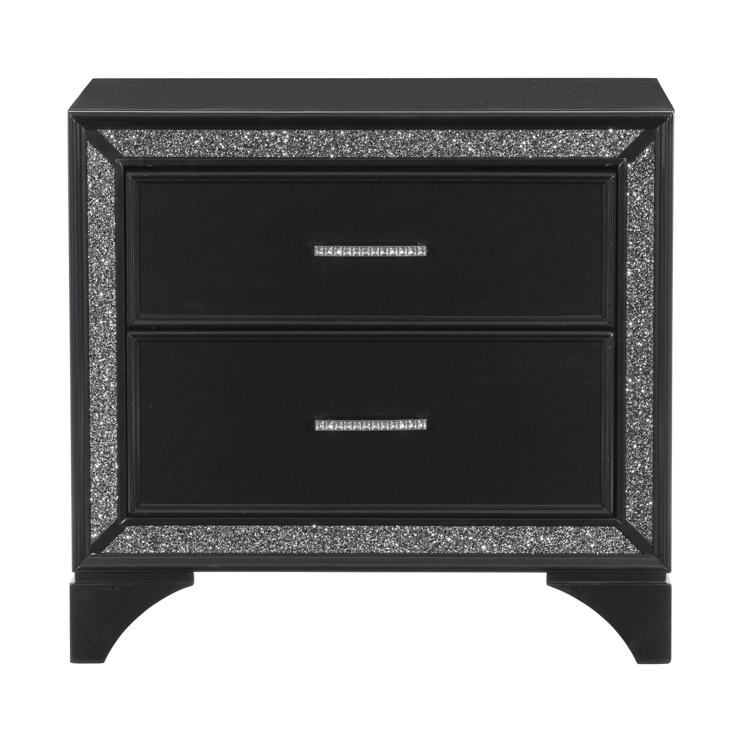 Homelegance Nightstand Salon Black Pearlescent Finish with Silver Trim 1572BK-4