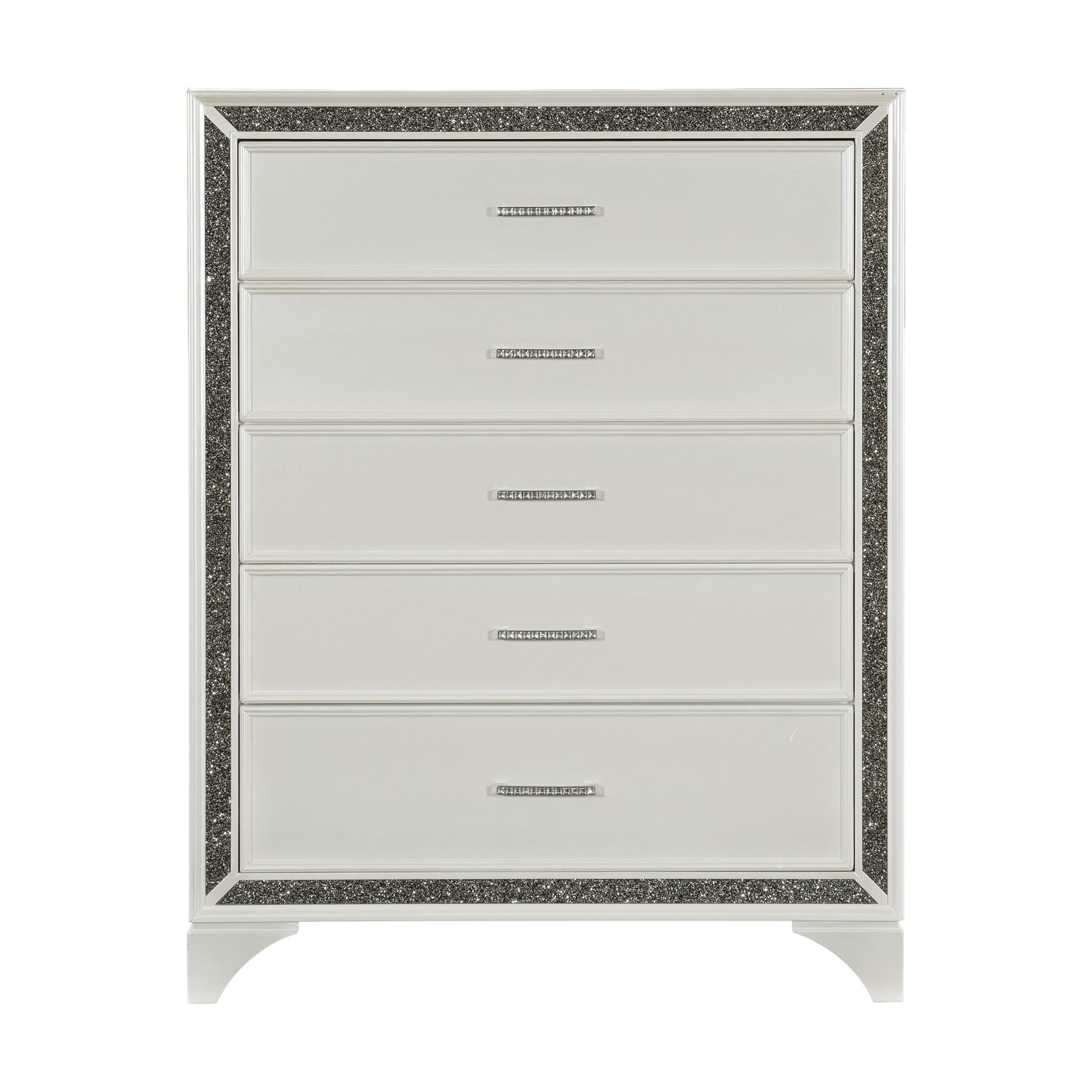 Homelegance Chest Salon White Pearlescent Finish with Silver Trim 1572W-9