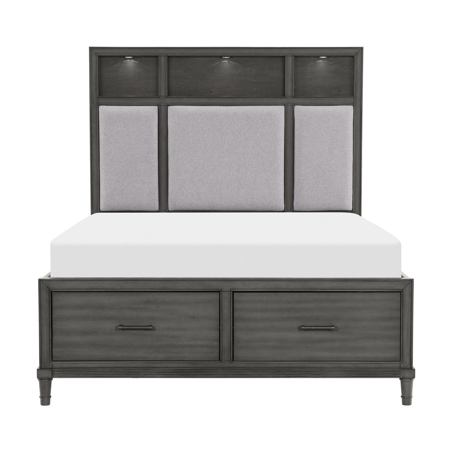 Homelegance Queen Bed Wittenberry Gray with USB Ports and Storage 1573-1