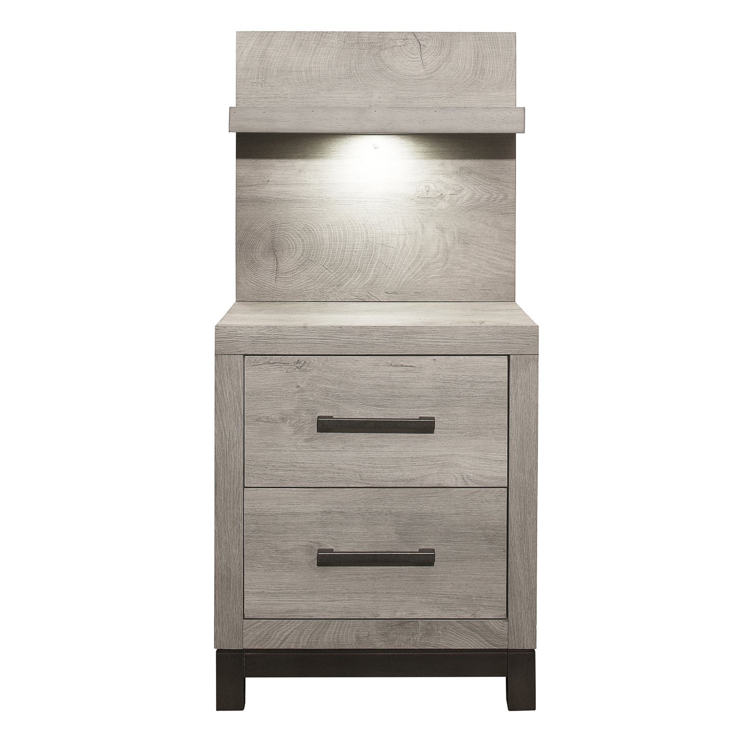 Homelegance Nightstand Light Gray Gray with LED and Power Outlet 1577-4P
