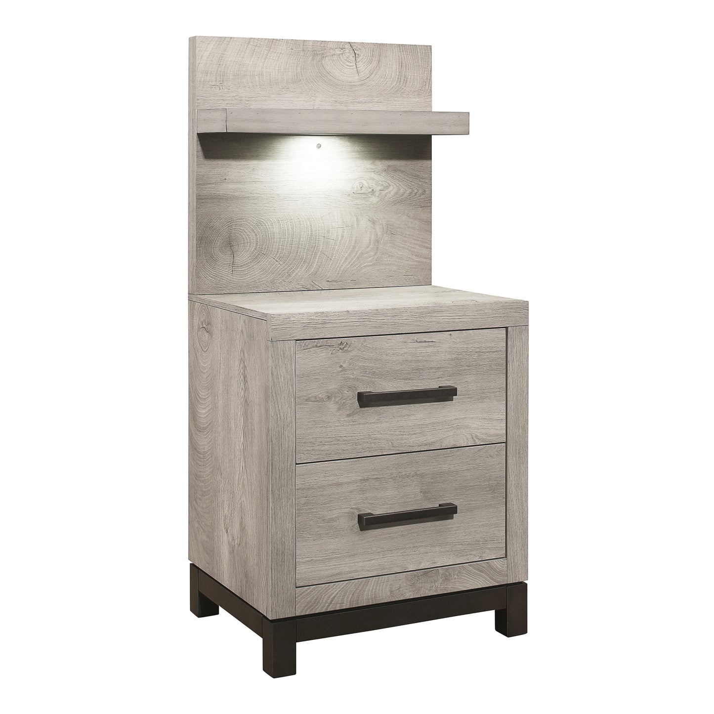 Homelegance Nightstand Light Gray Gray with LED and Power Outlet 1577-4P